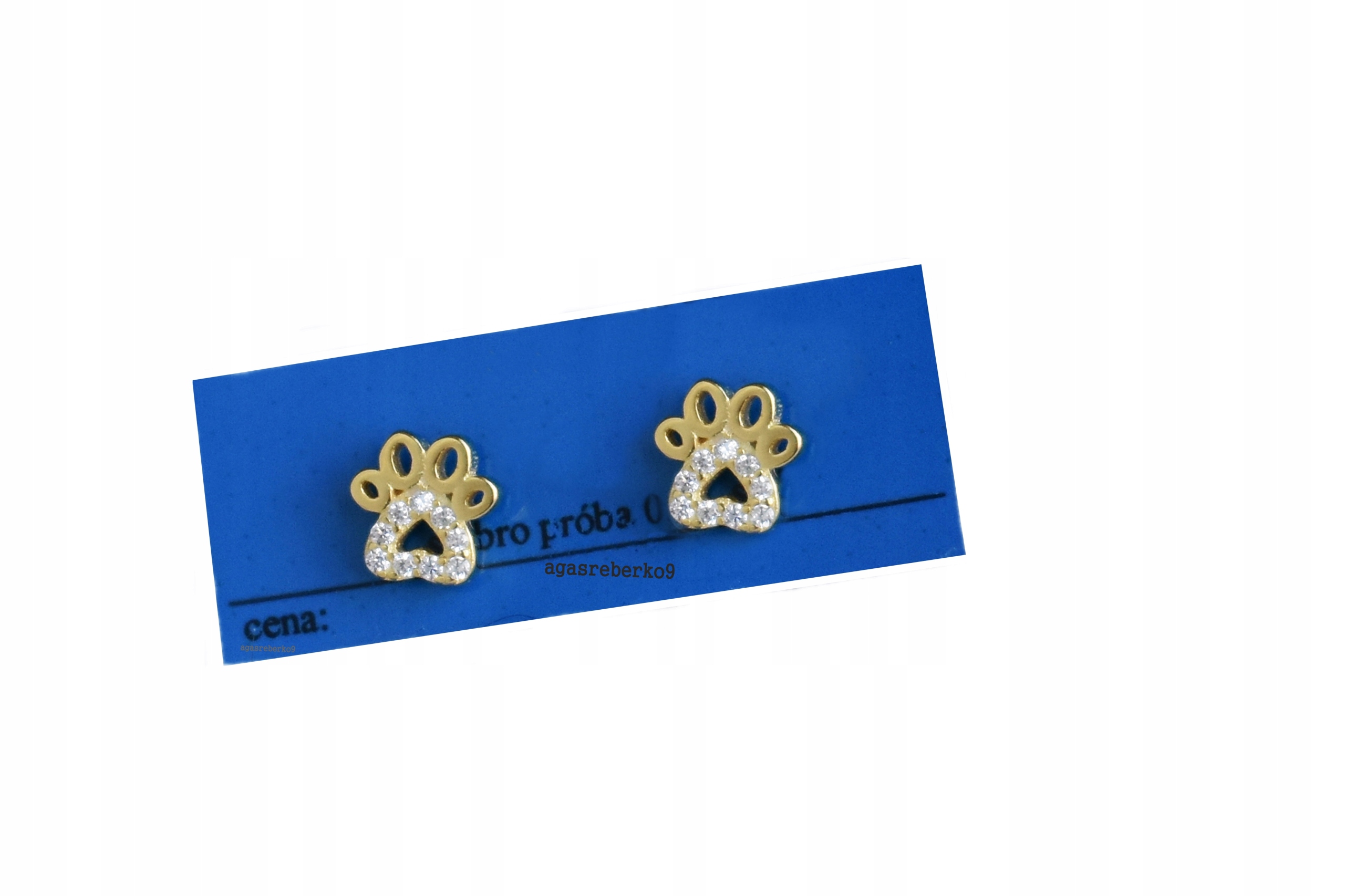 pr. 925 + ZŁOTO Subtelne małe ŁAPKI ŁAPA KOT PIES