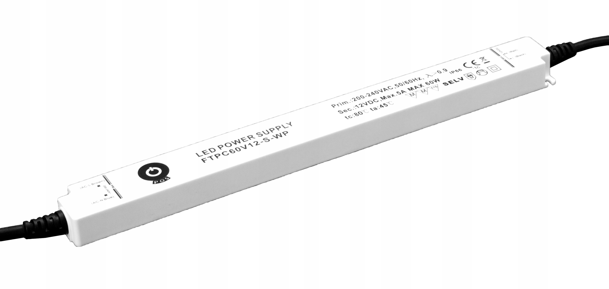 FTPC60V24-S-WP: FTPC60V24-S-WP: Napájecí zdroj 24 V 2.5 A pro Led Slim IP66 vysoký