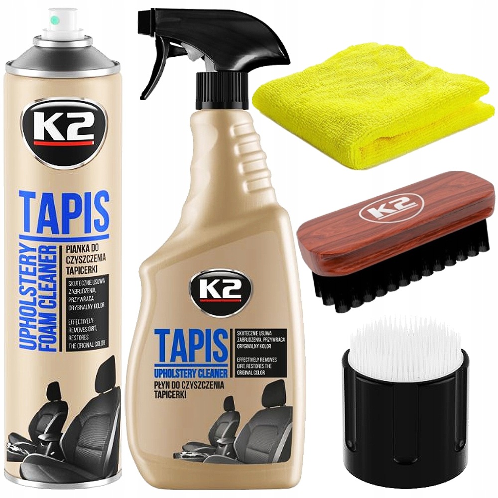 K2 Tapis Płyn +Pianka +Szczotka do mycia czyszczenia tapicerki samochodowej