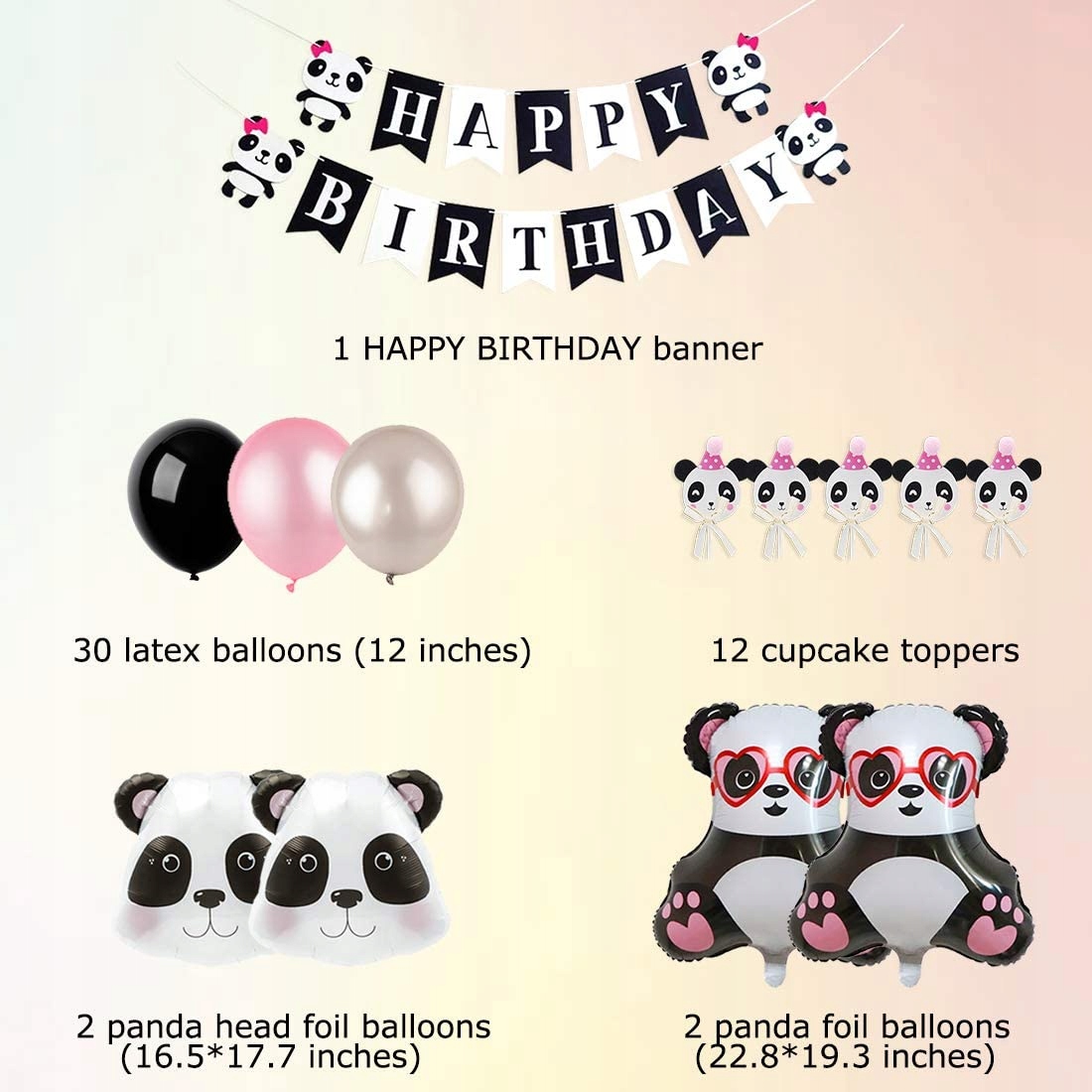 BALONY DEKORACJE URODZINOWE ZESTAW PANDA Marka inna marka