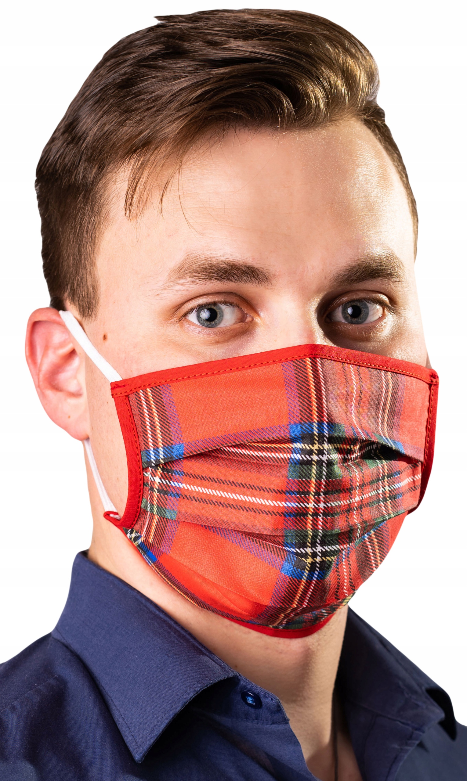 

Maska maseczka bawełniana Streetwear gumki Tartan