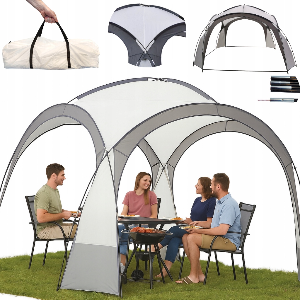 Namiot Pawilon Ogrodowy Eventowy Handlowy Altana 3,5X3,5M Przenośny Szary