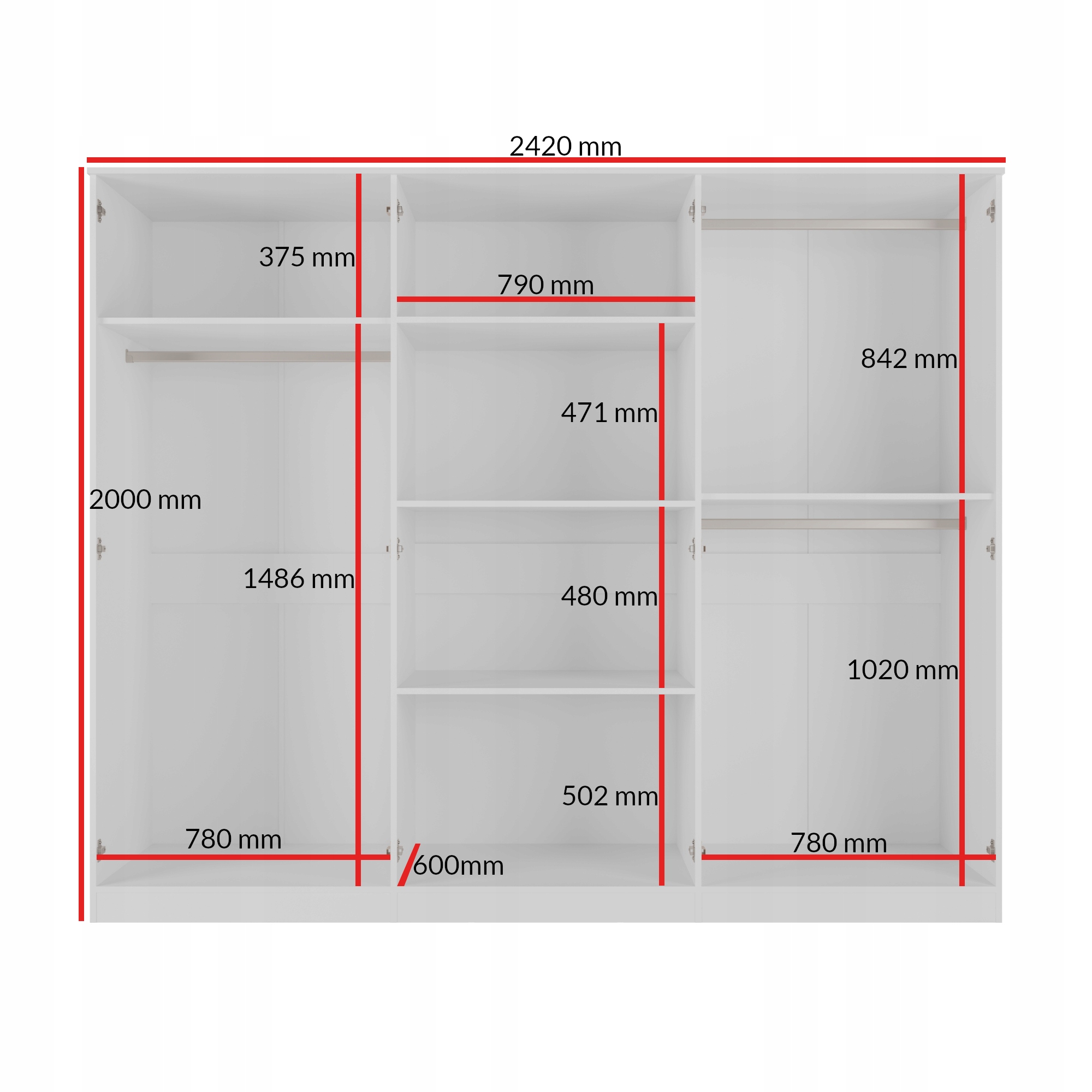 Szafa uchylna z lustrem Monza 6D 240 Biała