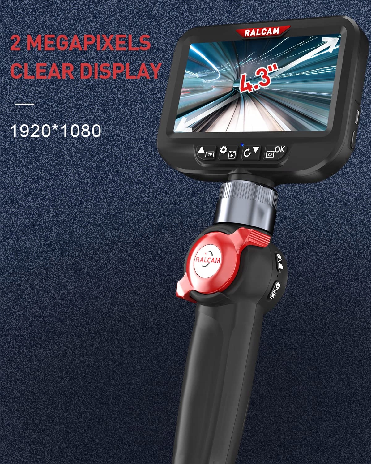 RALCAM Kamera Inspekcyjna Endoskop 8,5mm 4,3" HD 1080P LED IP67 Wodoodporna — miniatura 2