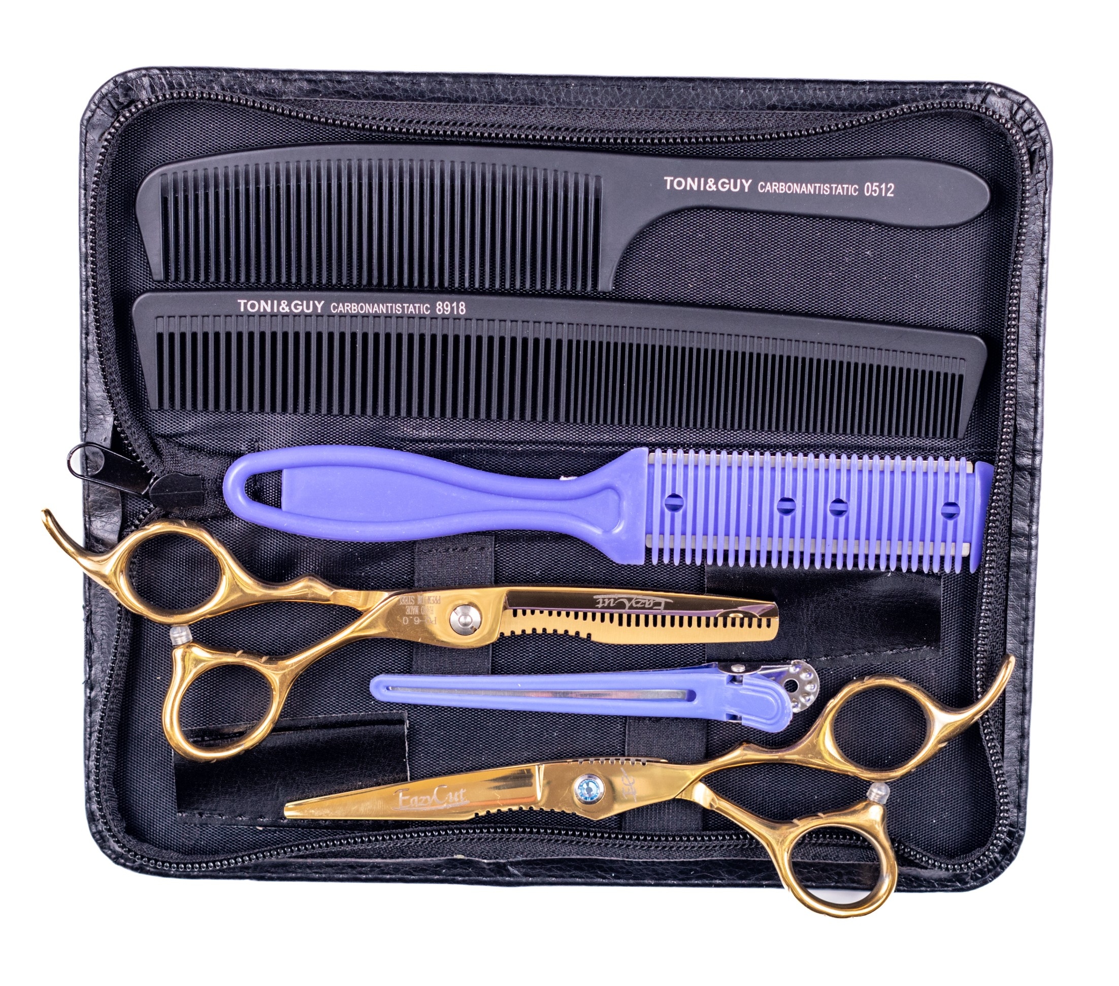 Profesionální kadeřnická sada Nůžky 6 palců Degážovky Hřebeny Pouzdro