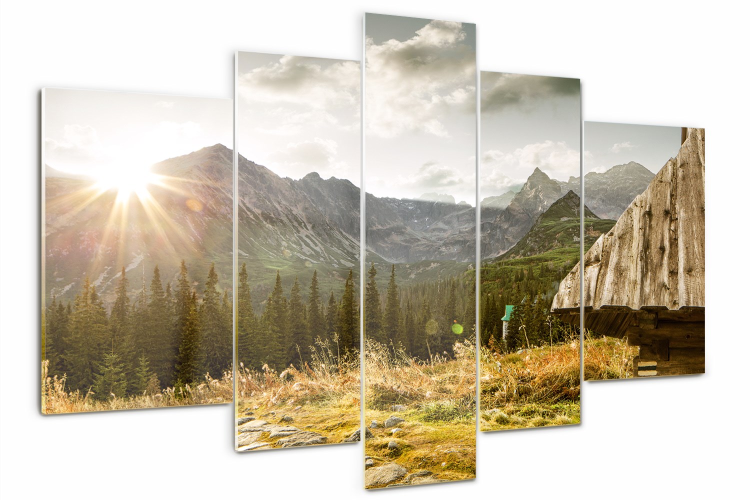 

Obraz szklany duży tryptyk Dom w górach