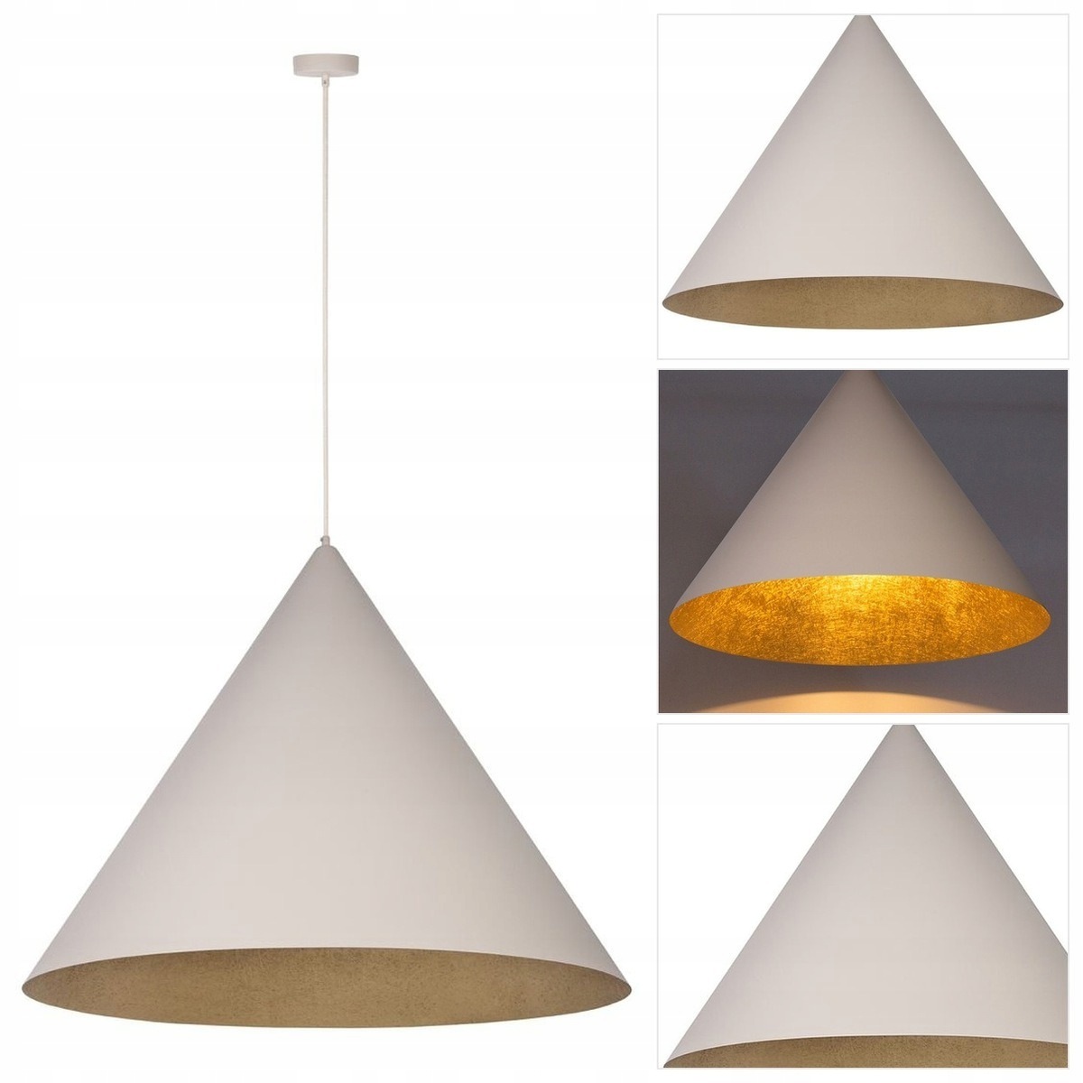 Béžová závěsná lampa Vesuvio L v jídelně s výrazným tvarem Sigma Lighting