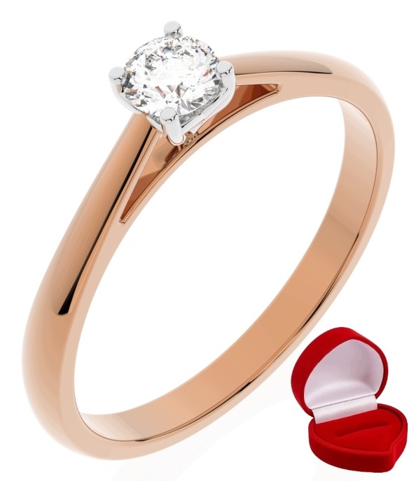 Zlatý Prstýnek 585 14k Diamant Lab 0,24 ct Růžové Zlato R18