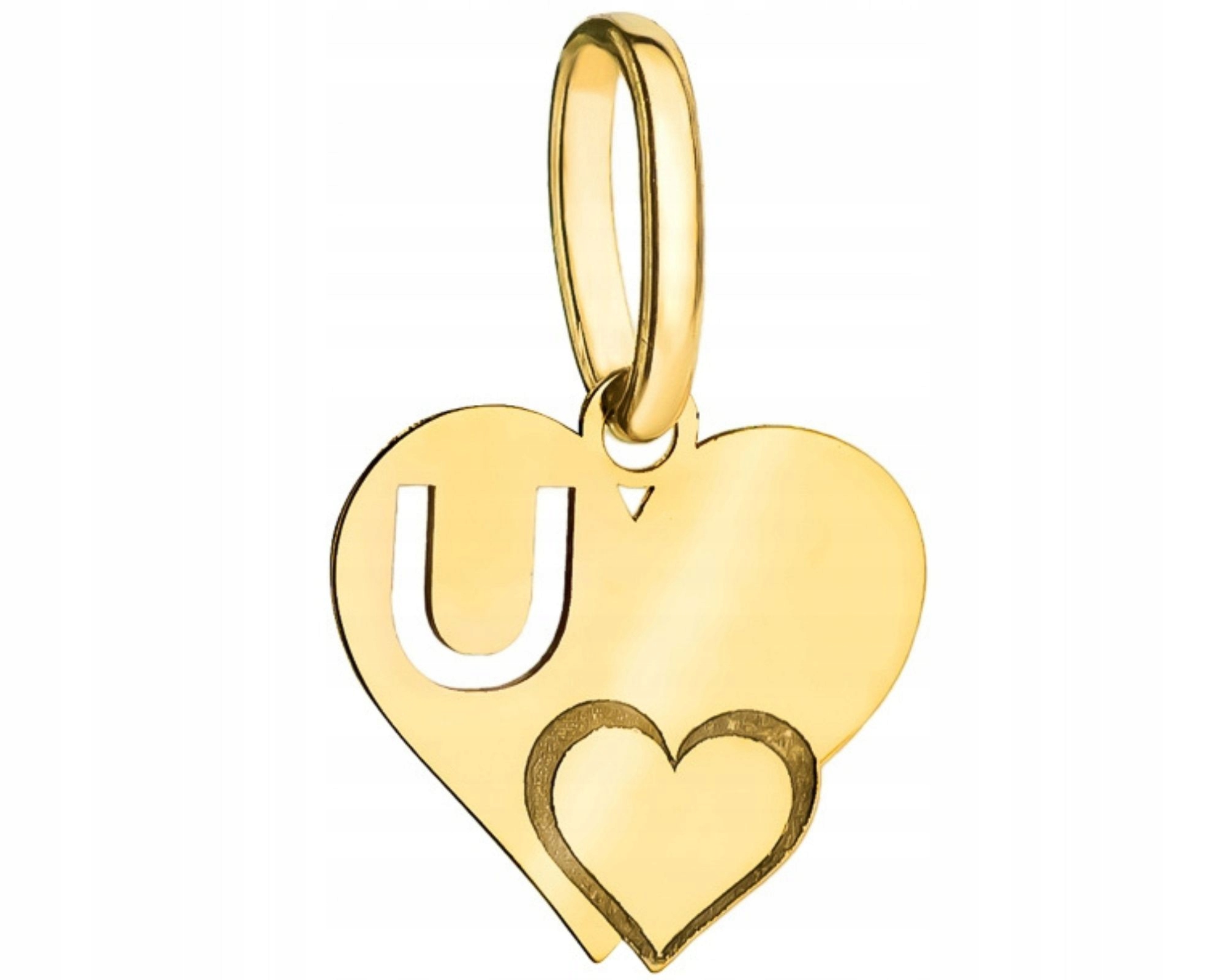 Zlatý přívěsek přívěsek písmenko U srdce gravírování