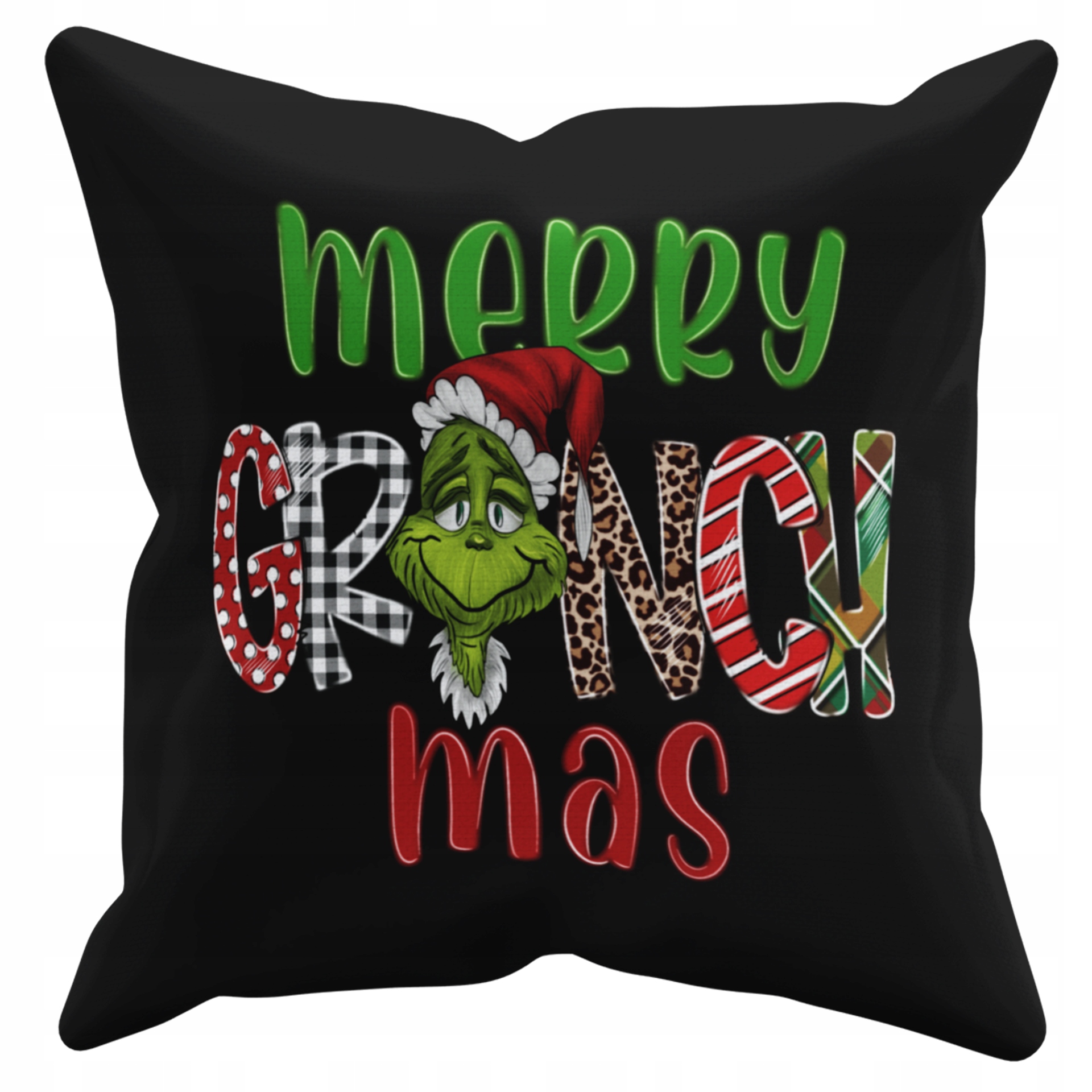 POSZEWKA NA PODUSZKĘ JAŚKA DO PRZEDSZKOLA GRINCH ŚWIĘTA + IMIĘ GRATIS Kolor dominujący czerń