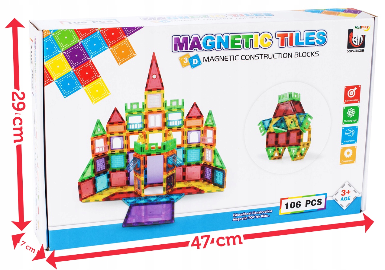 MAGNETICKÉ 3D VZDĚLÁVACÍ BLOKY PUZZLE 106 ks Gender Boys