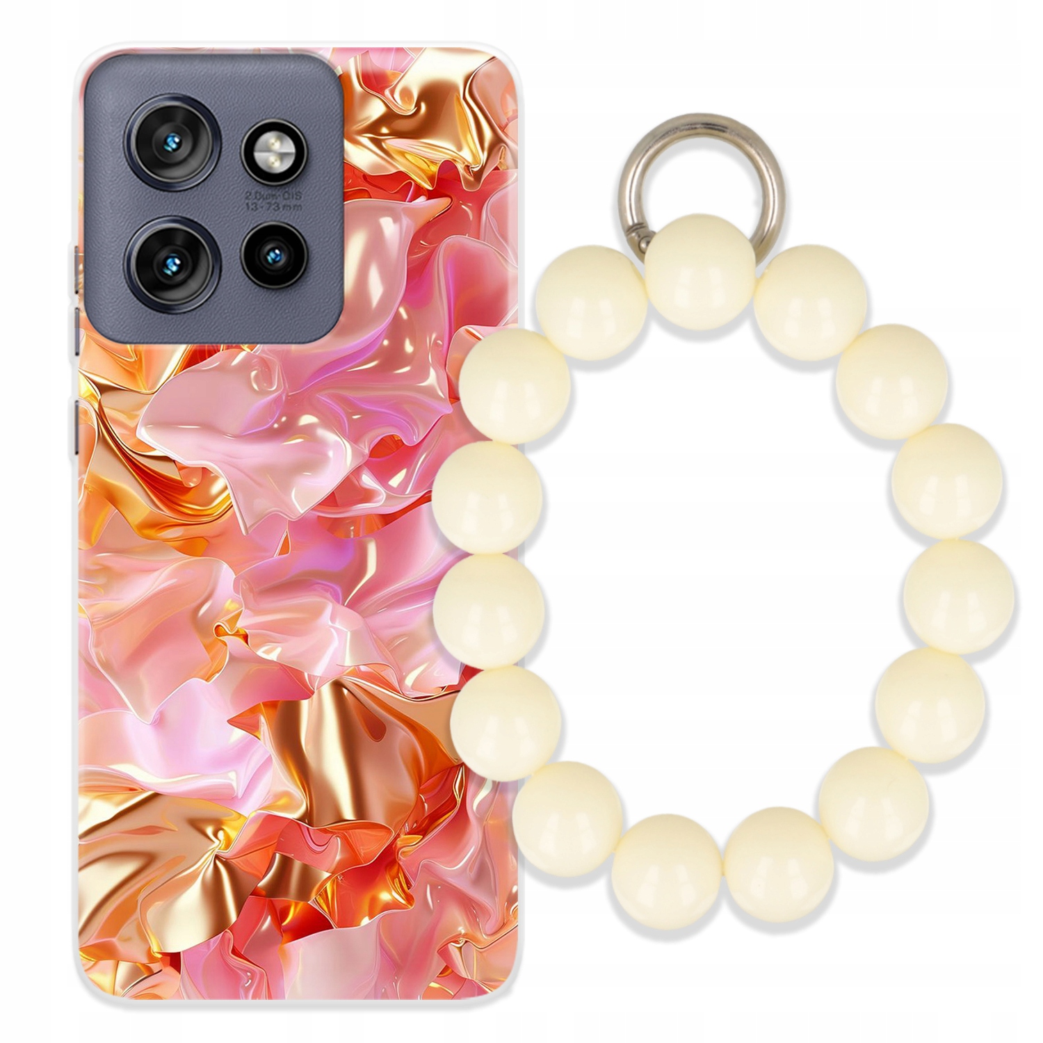 Pouzdro Pro Motorola Edge 50 Neo Clear |tpu| Přívěsek Na Klíče Bílé Módní Perly Vzory