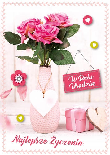 

Kartka na urodziny z życzeniami delikatna 3D GM722