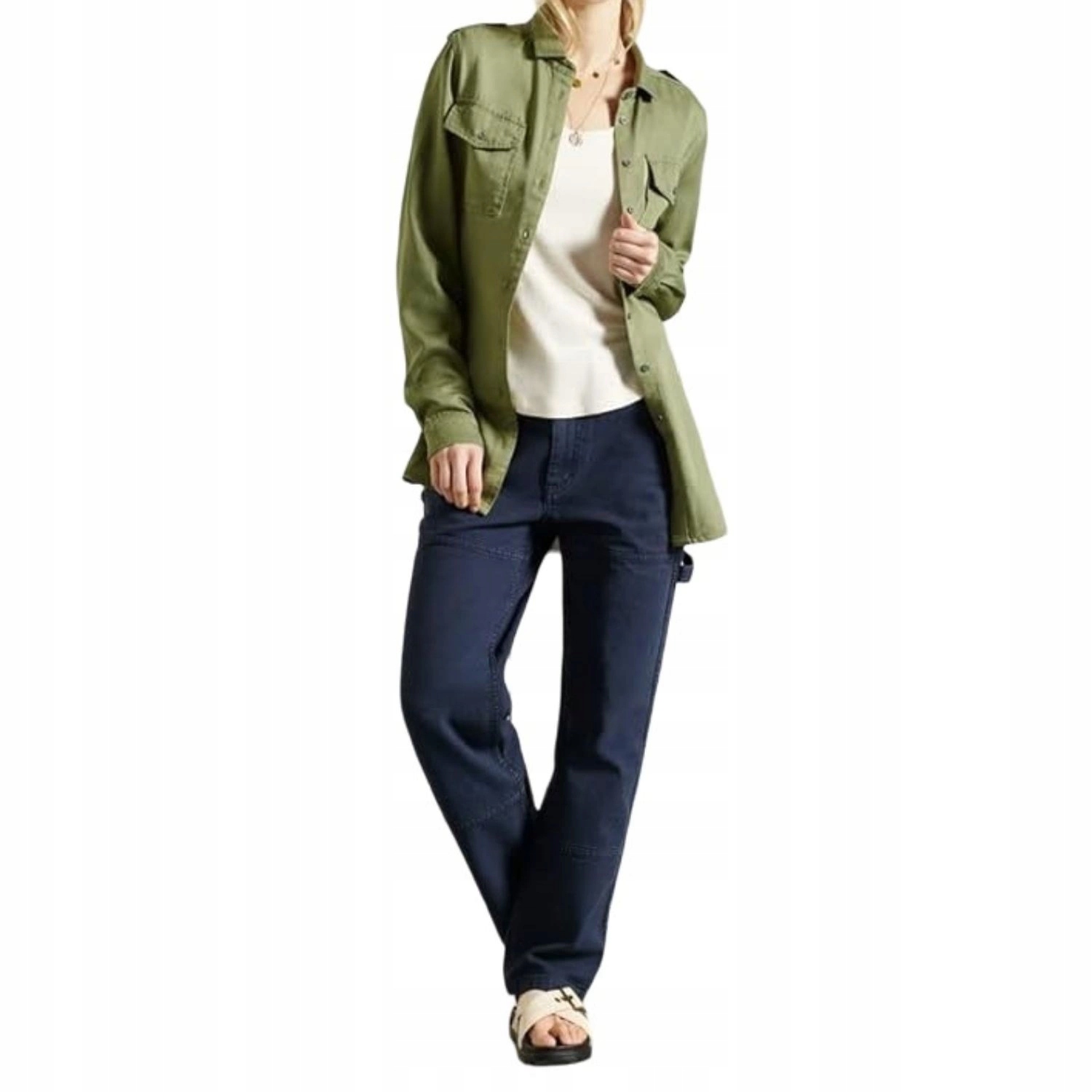 Dámská dlouhá vojenská košile Superdry, zelená, s límečkem, velikost vel.