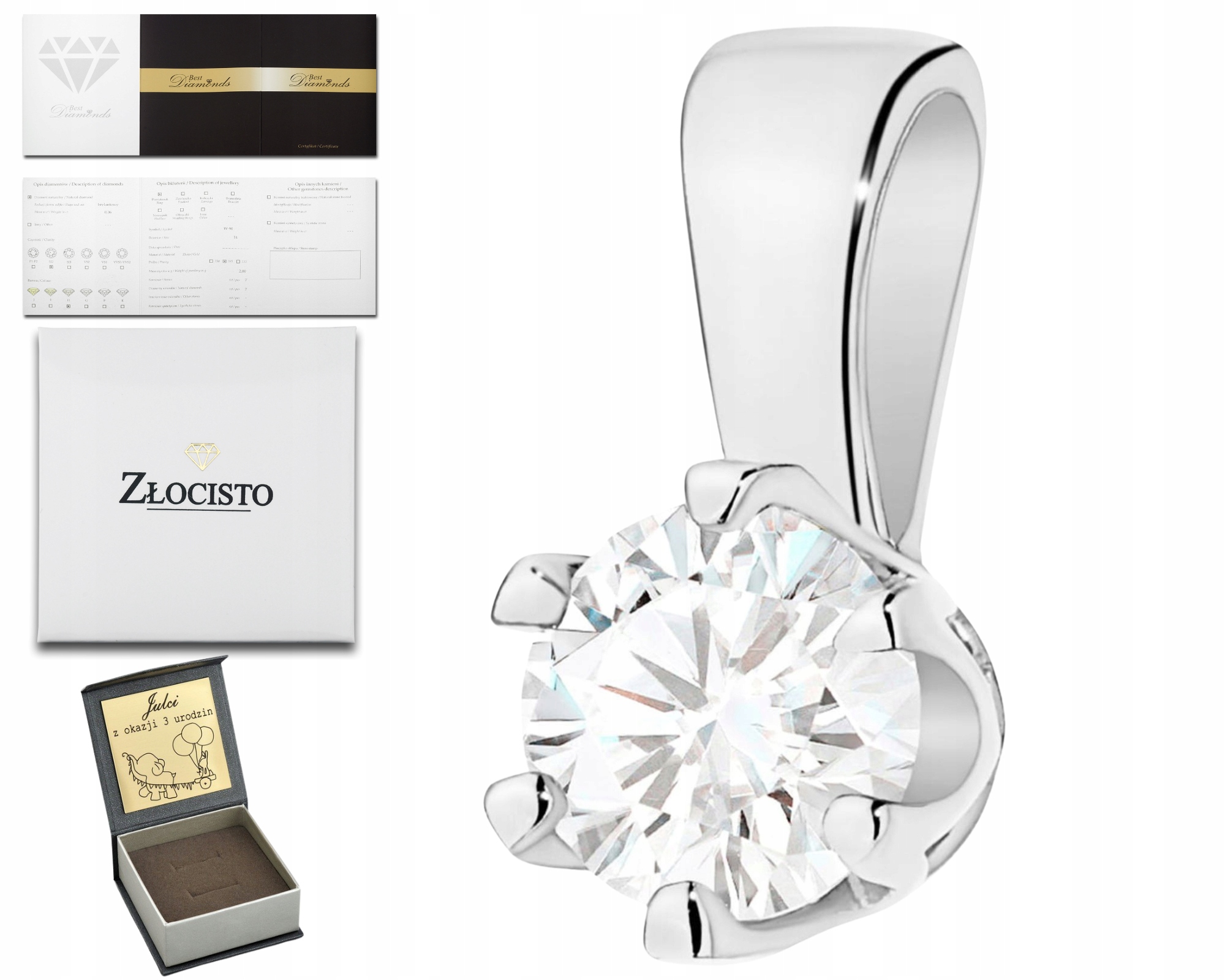 Bílé Zlato – Nádherný Přívěsek S Laboratorním Briliantem 585