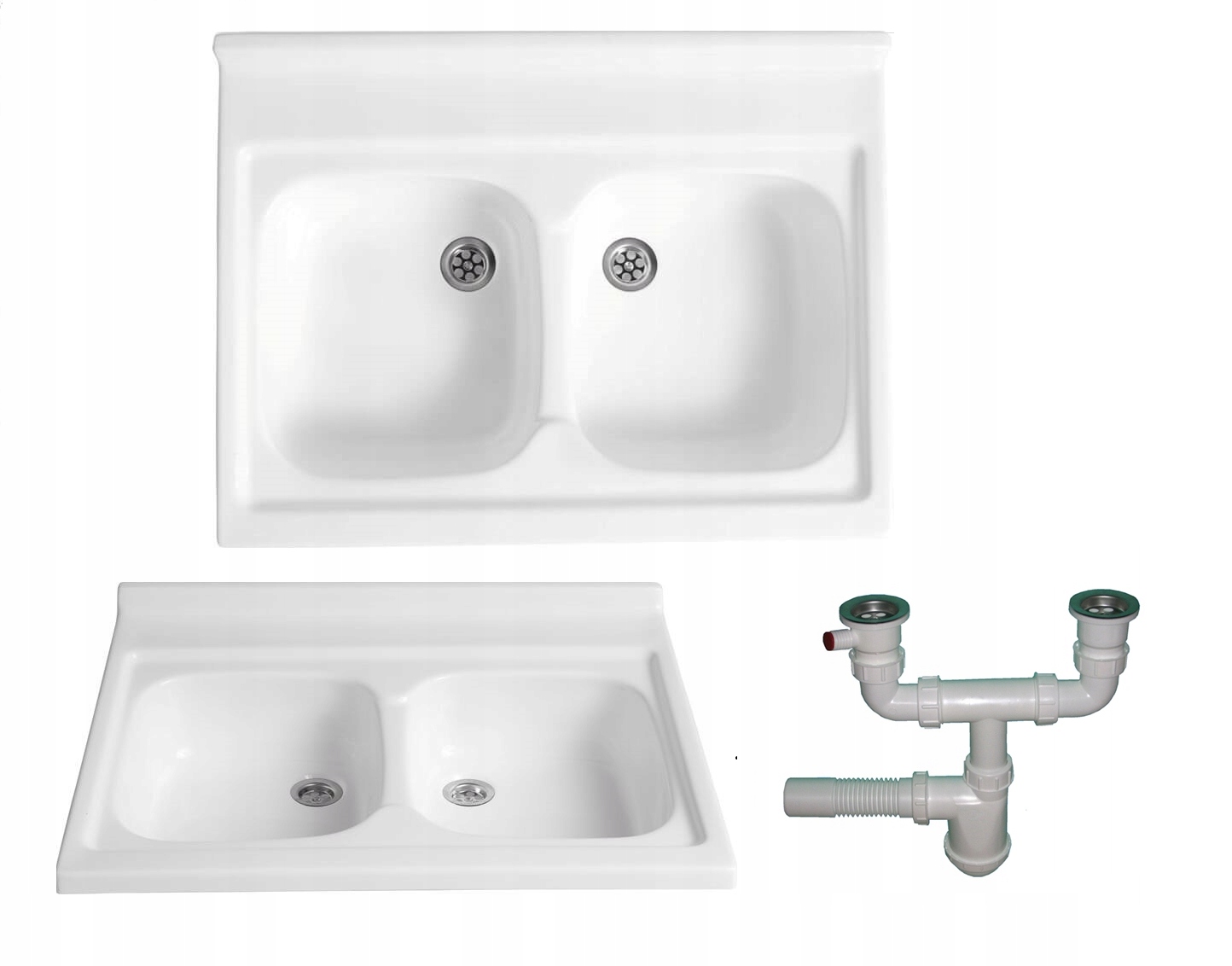 

Zlewozmywak 80x60 Biały dwukomorowy akrylowy