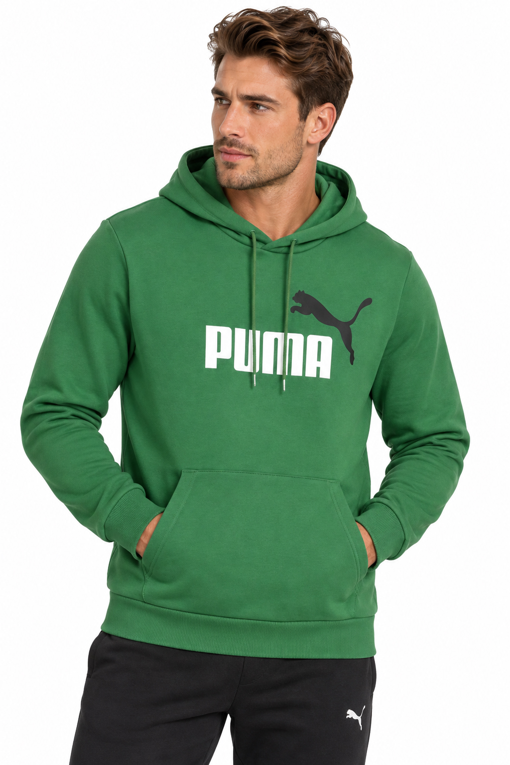 3467 Pánská Mikina Puma Klokanka S Kapucí Bavlna Zateplená Zelená M