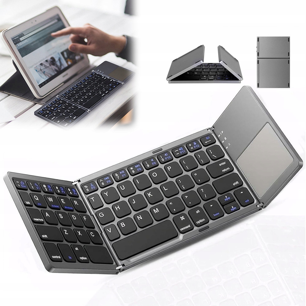 Klawiatura składana bezprzewodowa Bluetooth 3.0 TouchPad Czarna
