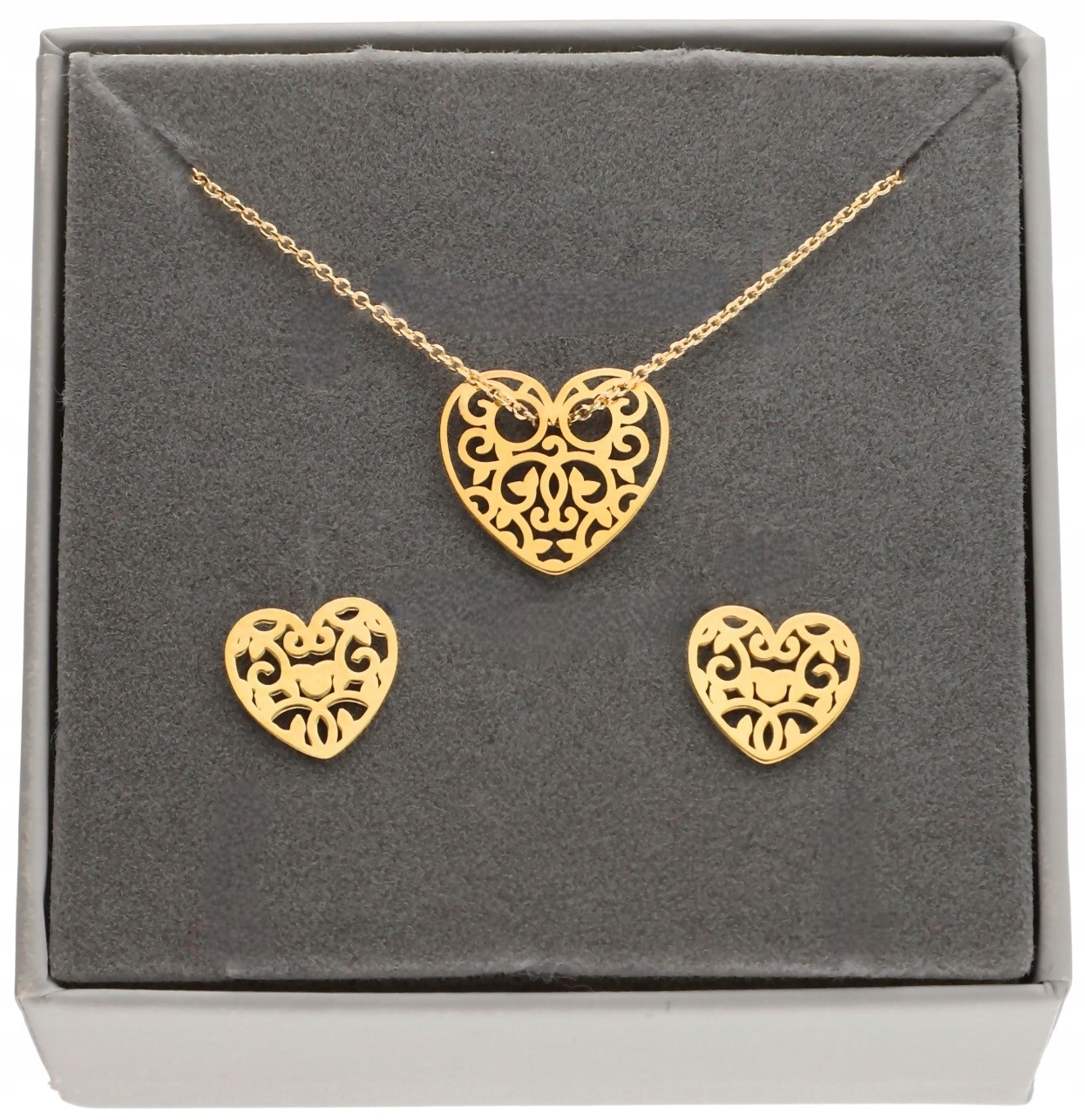 Zlatý komplet Srdce Ažur Celebrita stříbro 92