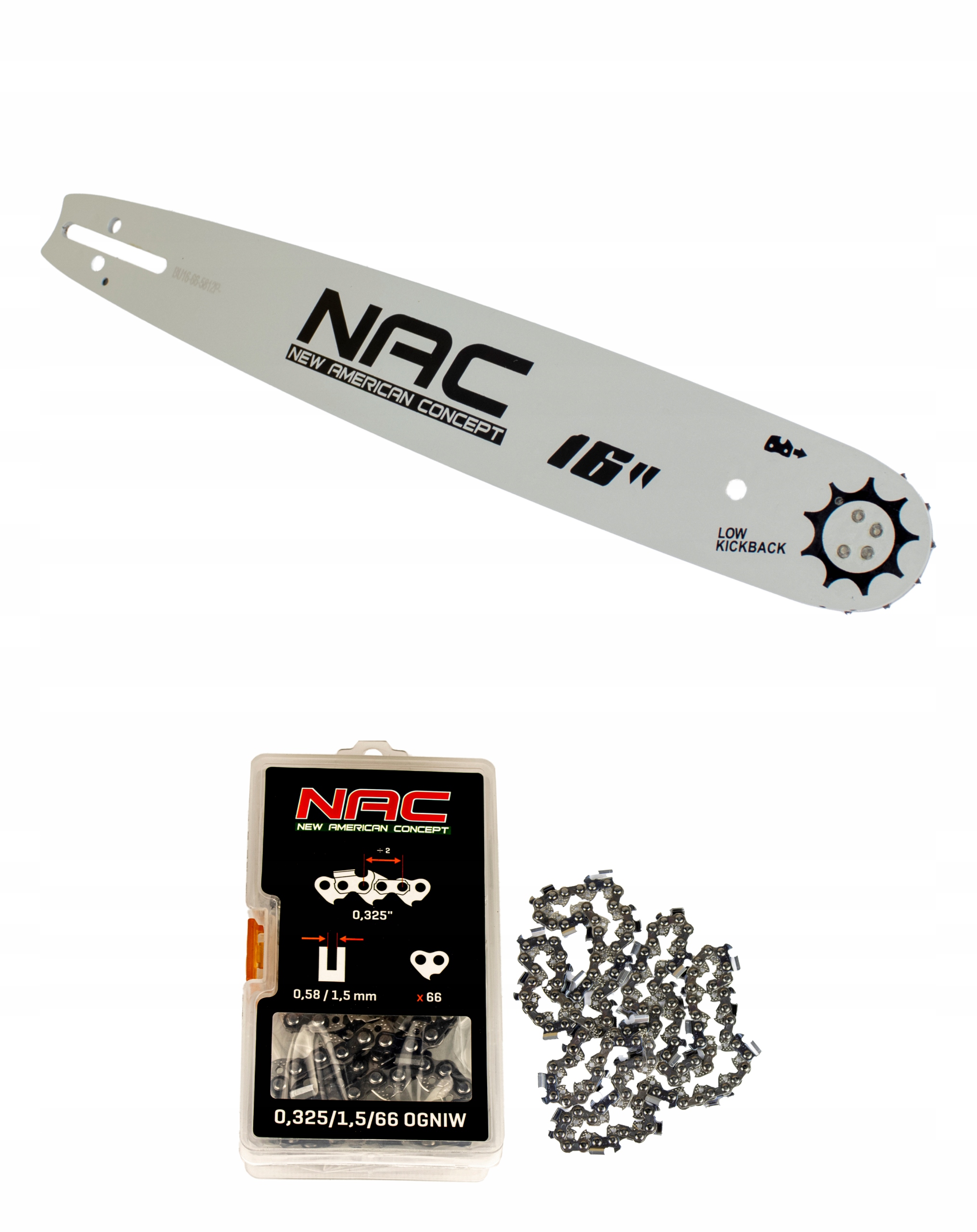 PROWADNICA DO PIŁY 16" NAC + ŁAŃCUCH ORYGINAŁ