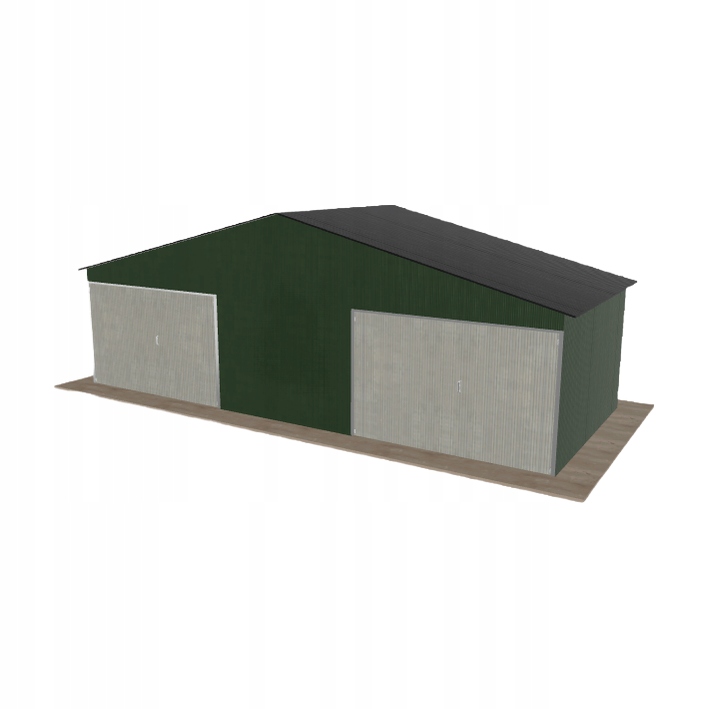 Plechová garáž 8.5x3.5 m dvoupolohová, dvouspádová, zelená