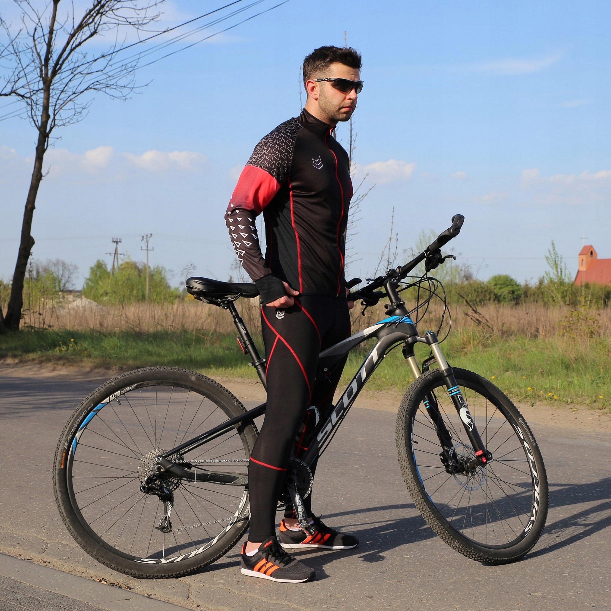 Spodnie rowerowe długie ocieplane NA SZELKACH XL Długość nogawki długa