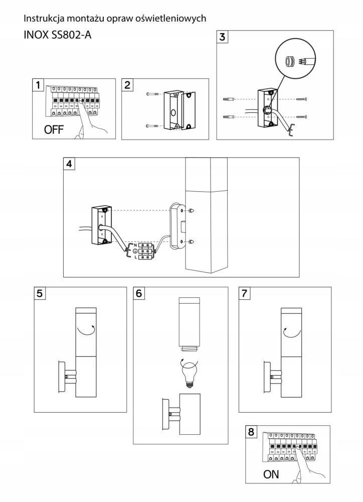 Kinkiet zewnętrzny Inox Kwadratowa SS802-A Suma Zasilanie sieciowe