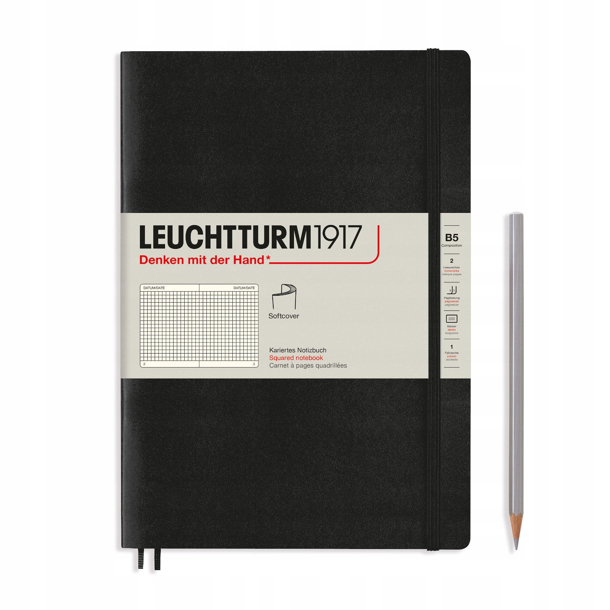 Notatnik Leuchtturm1917 Composition B5, Kratka, Czarny