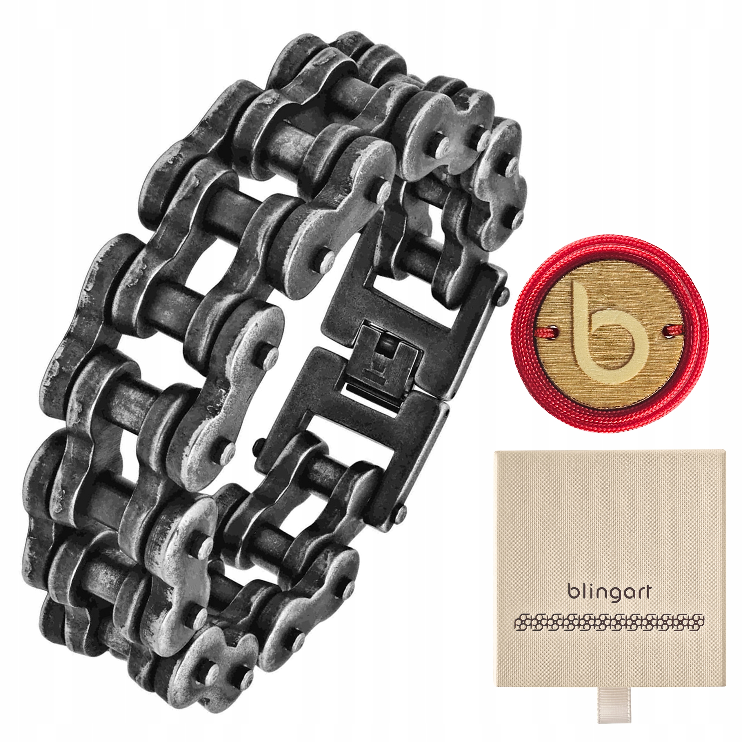 Pánský náramek motocyklový řetěz ocel 316L široký 206 g Blingart