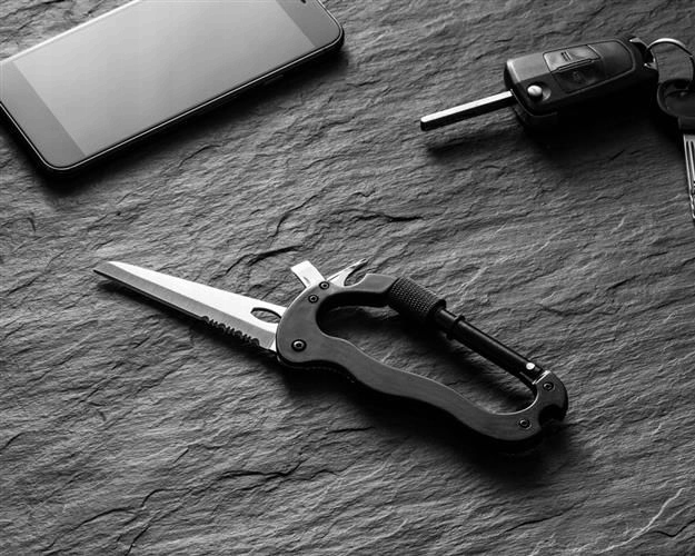 KARABIŃCZYK WIELOFUNKCYJNY 5w1 NÓŻ CZARNY SOLIDNY WYTRZYMAŁY TAKTYCZNY Stan opakowania oryginalne