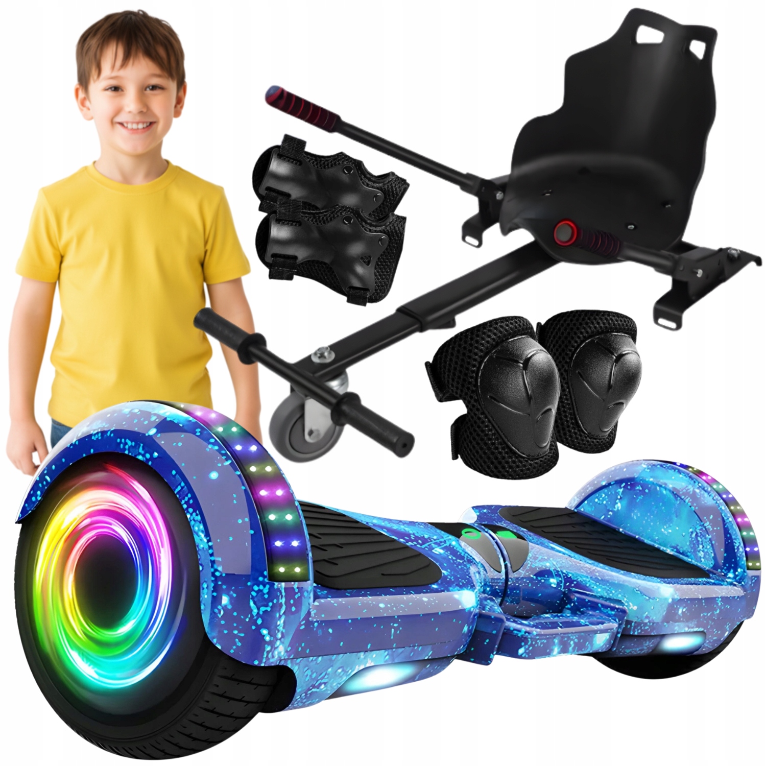 Deskorolka Elektryczna Hoverboard 6,5 cala Głośnik Bluetooth Led Gokart