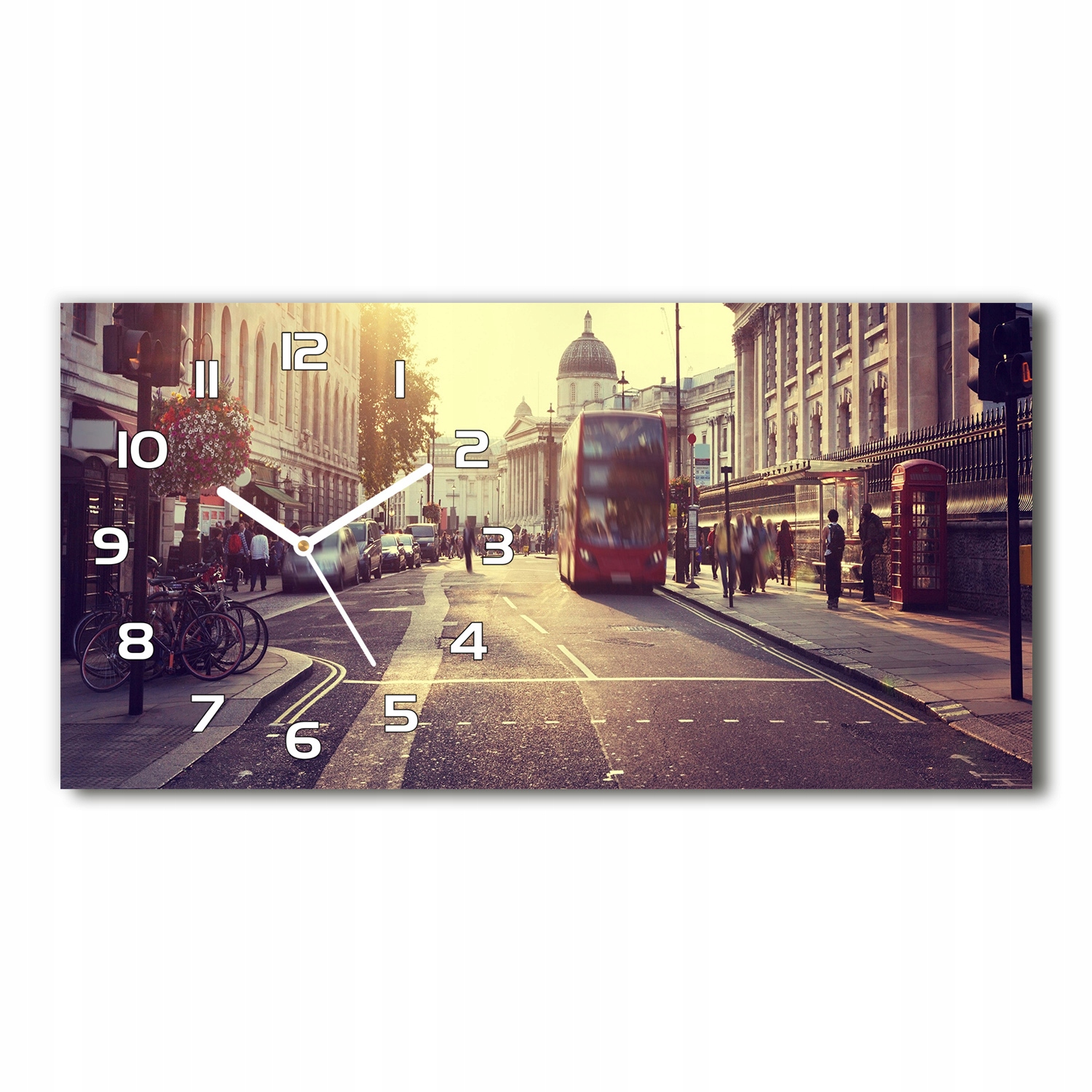 

Szklany zegar ścienny do salonu Londyn 60x30 cm