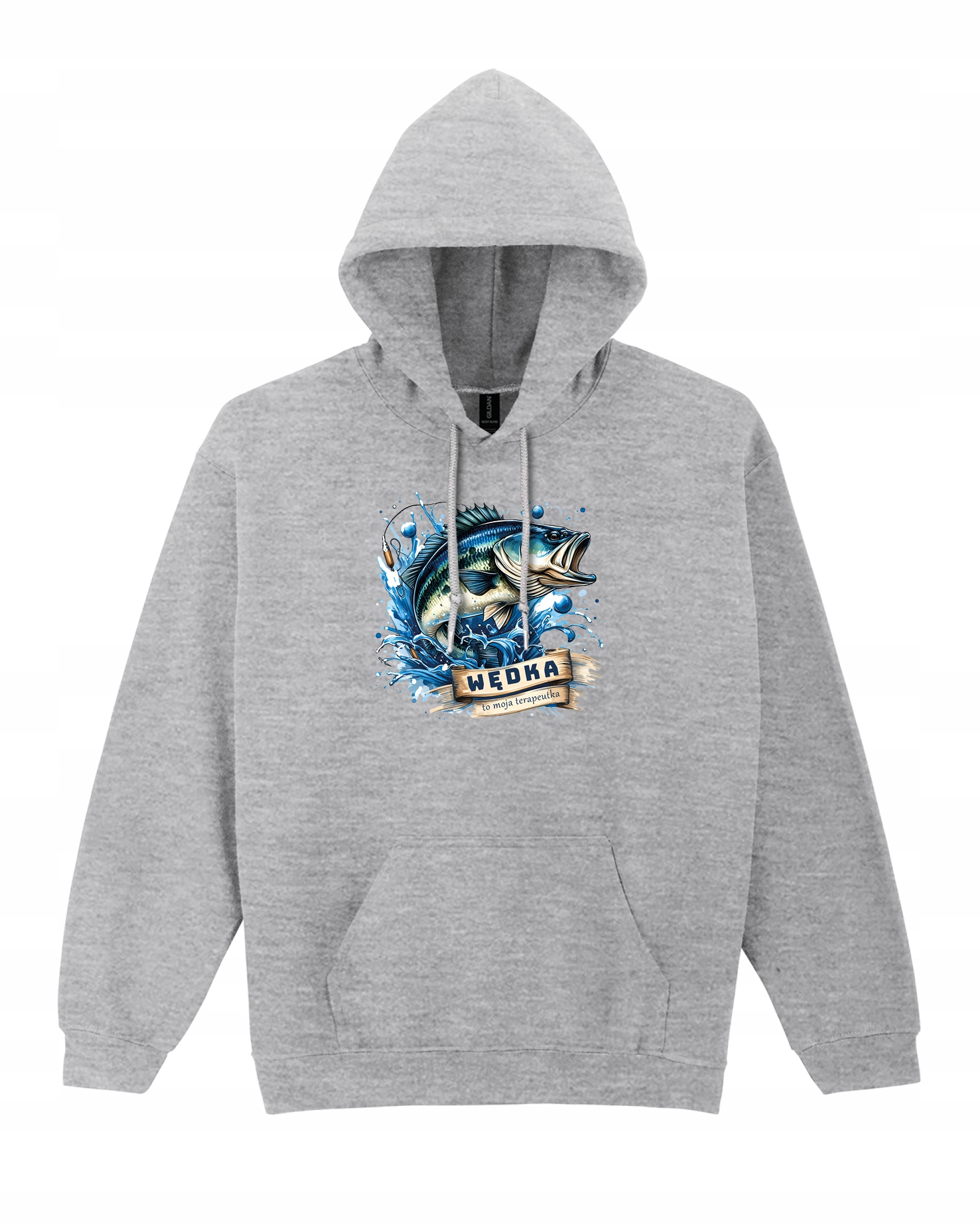 Mikina Rybářský prut je moje terapie pro rybáře Rybářská šedá L