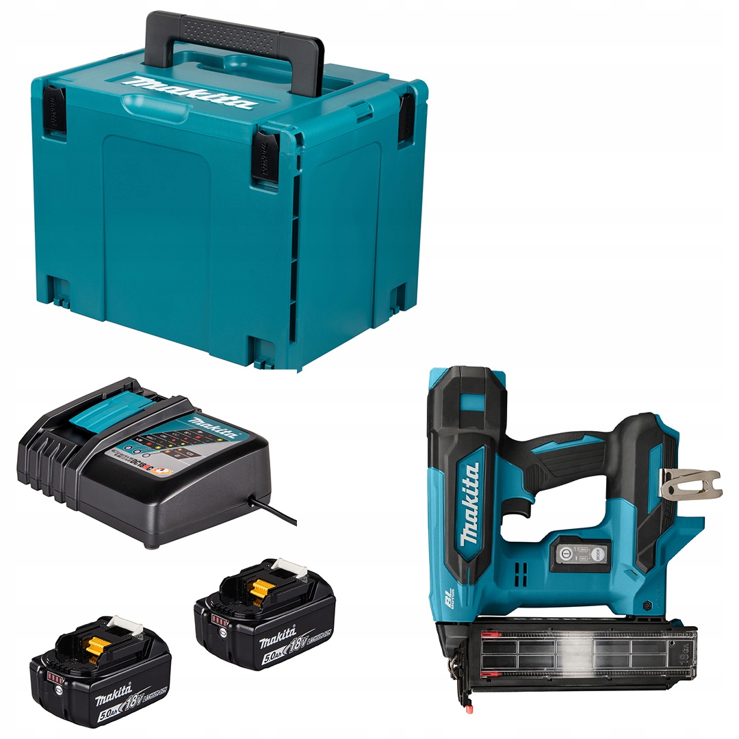 Akumulatorowa gwoździarka Makita DBN501RTJ 2x5Ah Xpr 15-50mm 18Ga walizka