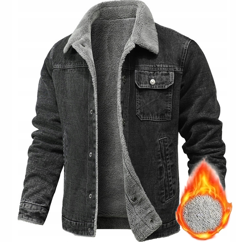 Zimowa Kurtka Męska Jesienna Ocieplana Dżinsem Kożuszkiem Futerkiem r.XXL