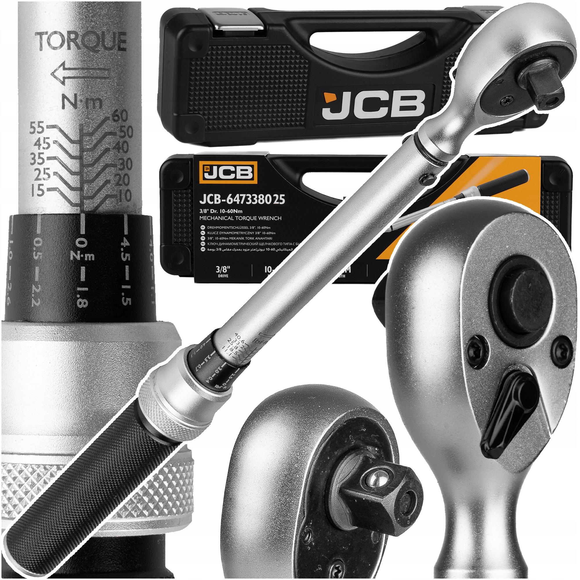 KLUCZ DYNAMOMETRYCZNY Z BLOKADĄ ETUI CERTYFIKAT KALIBRACJI 10-60NM 3/8" JCB