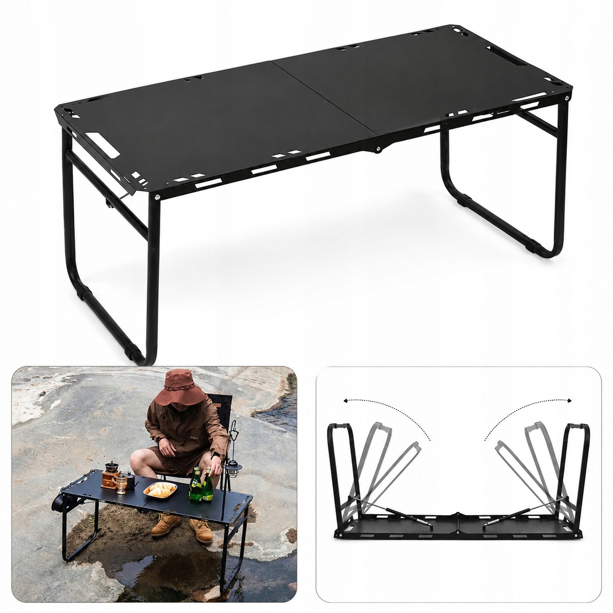 Stolik turystyczny kempingowy biwakowy metalowy składany 104x43cm