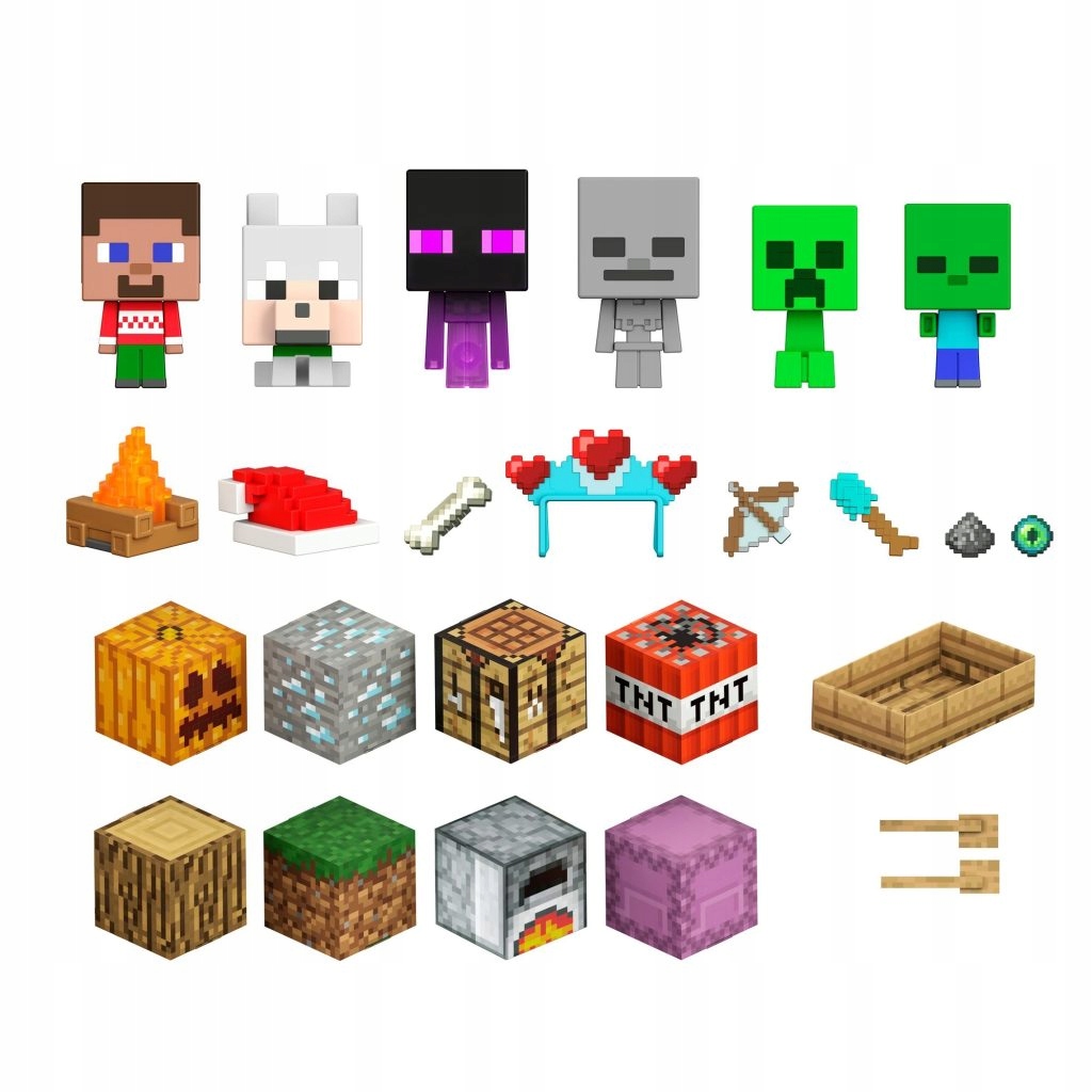 Адвент-календарь Minecraft Mattel HHT64, фигурки Mob Head Minis и аксессуары, от 6 лет — фото 5