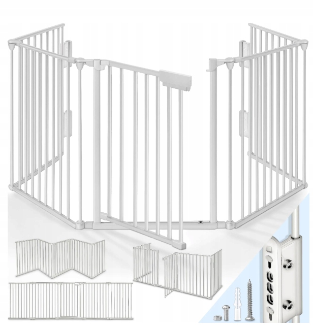 Kiduku Ochranná brána do krbu pre deti, šedá dĺžka 360 cm