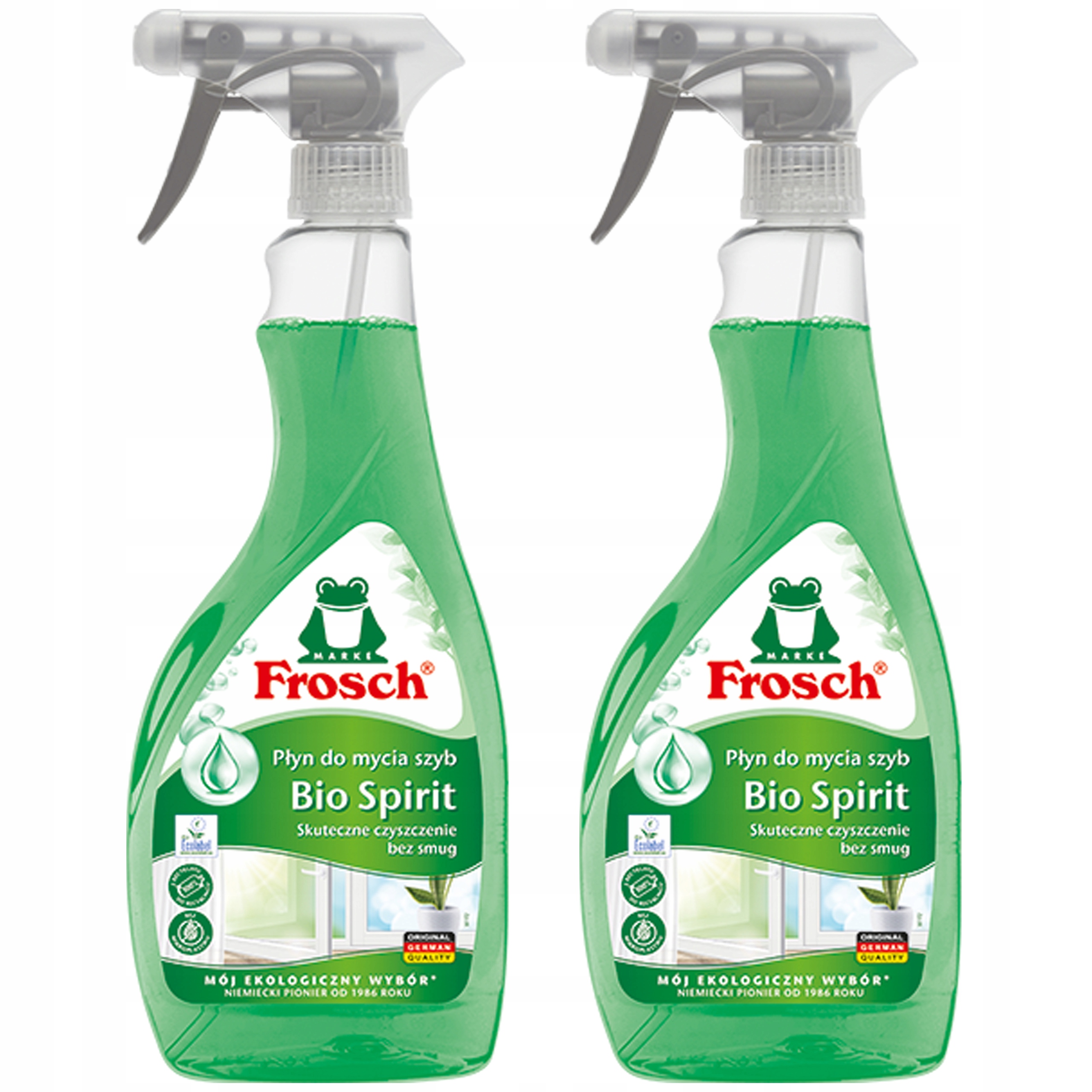 2x Frosch Ekologický čisticí přípravek na sklo a zrcadla Bio Spirit Bez šmouh 500 ml