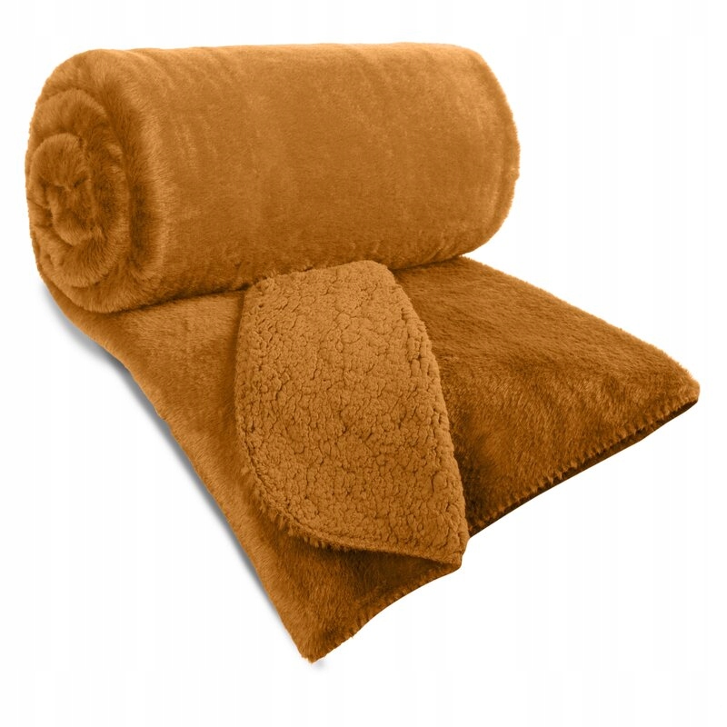 Narzuta Na Łóżko Jednobarwna Futrzana Nina 170X210 Miodowa