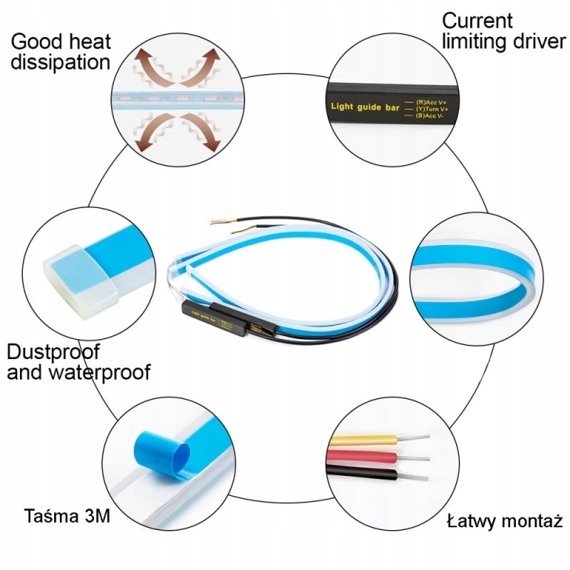 SWIATLA DRL FLEX LED dzienne plynacy kierunek RGB Lamp Type universal