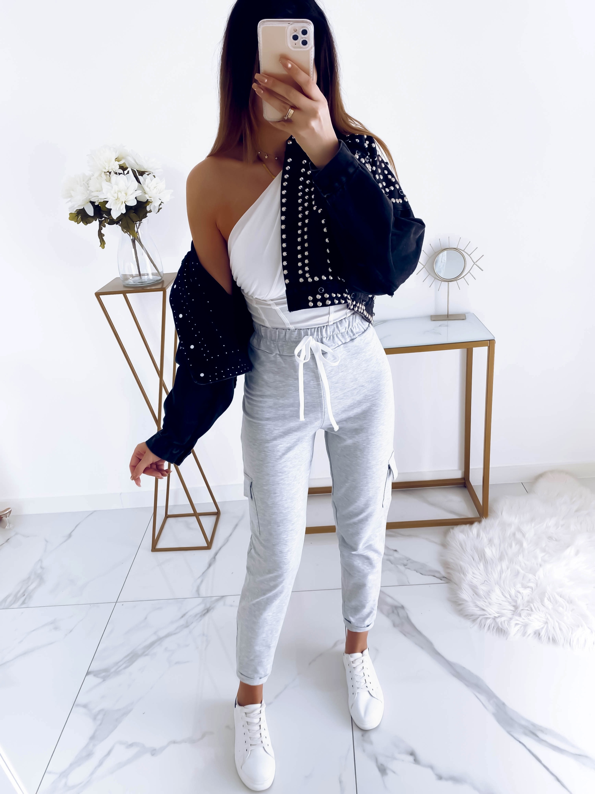 Damskie spodnie DRES bojówki z kieszeniami długie stylowe modne wygodne Model J422