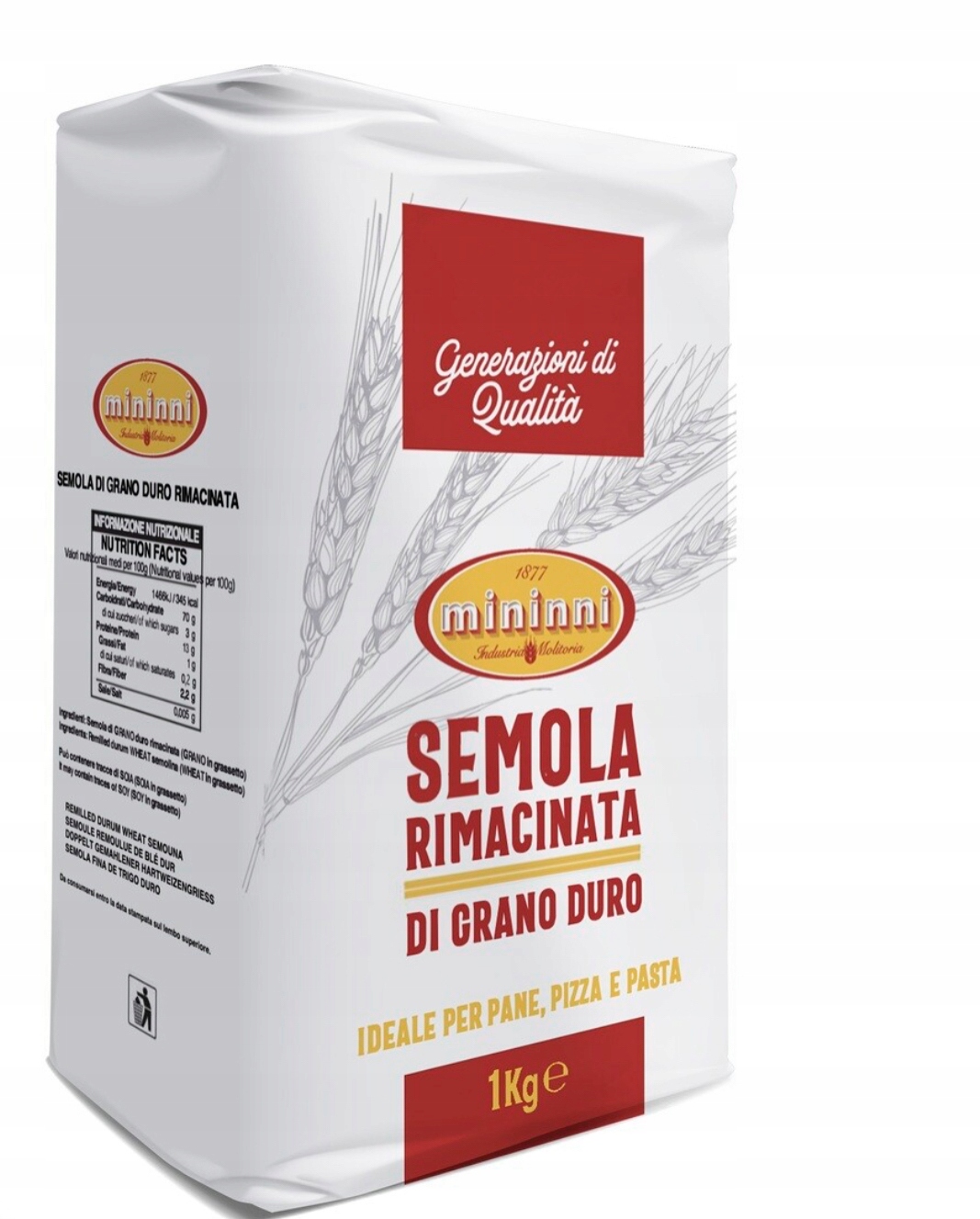 Levně 7X Mouka Semola Rimacinata Di Grano Duro 1kg Mininni