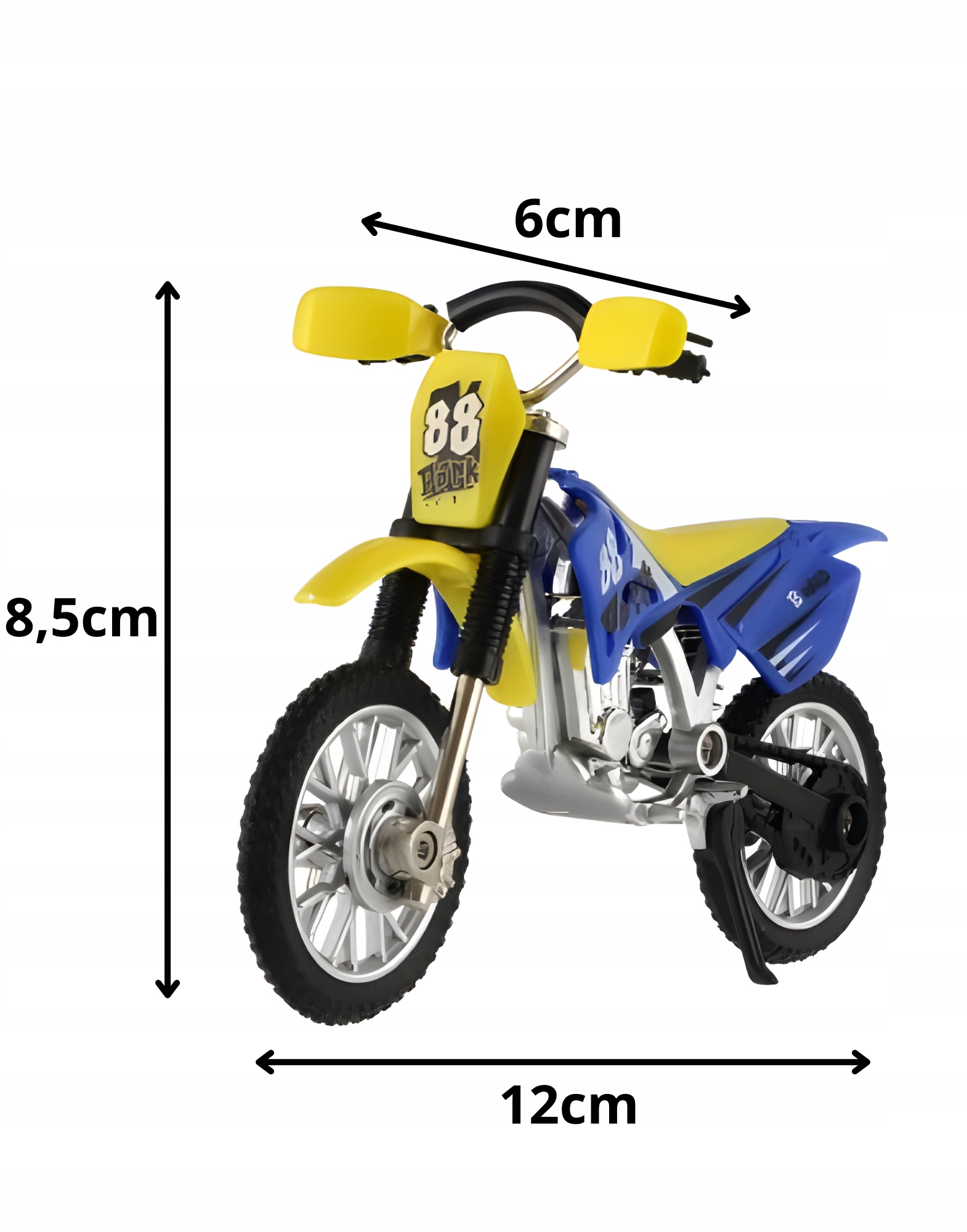 Mini motocykl fingercross RegMag 12 cm z akcesoriami – Realistyczne detale i dodatkowe elementy