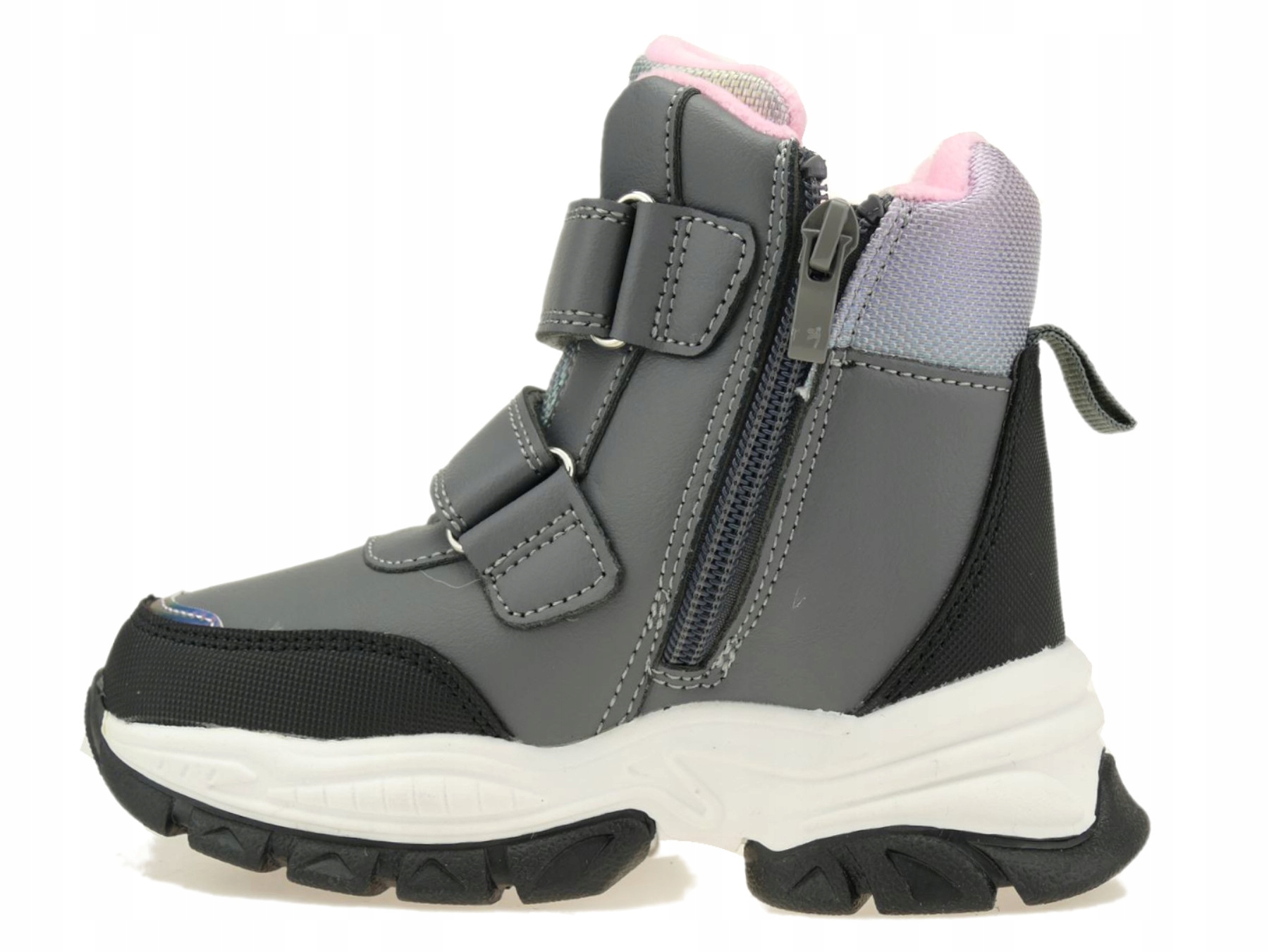 BUTY ZIMOWE DZIEWCZĘCE OCIEPLANE ŚNIEGOWCE RZEP 31 Kolor szary