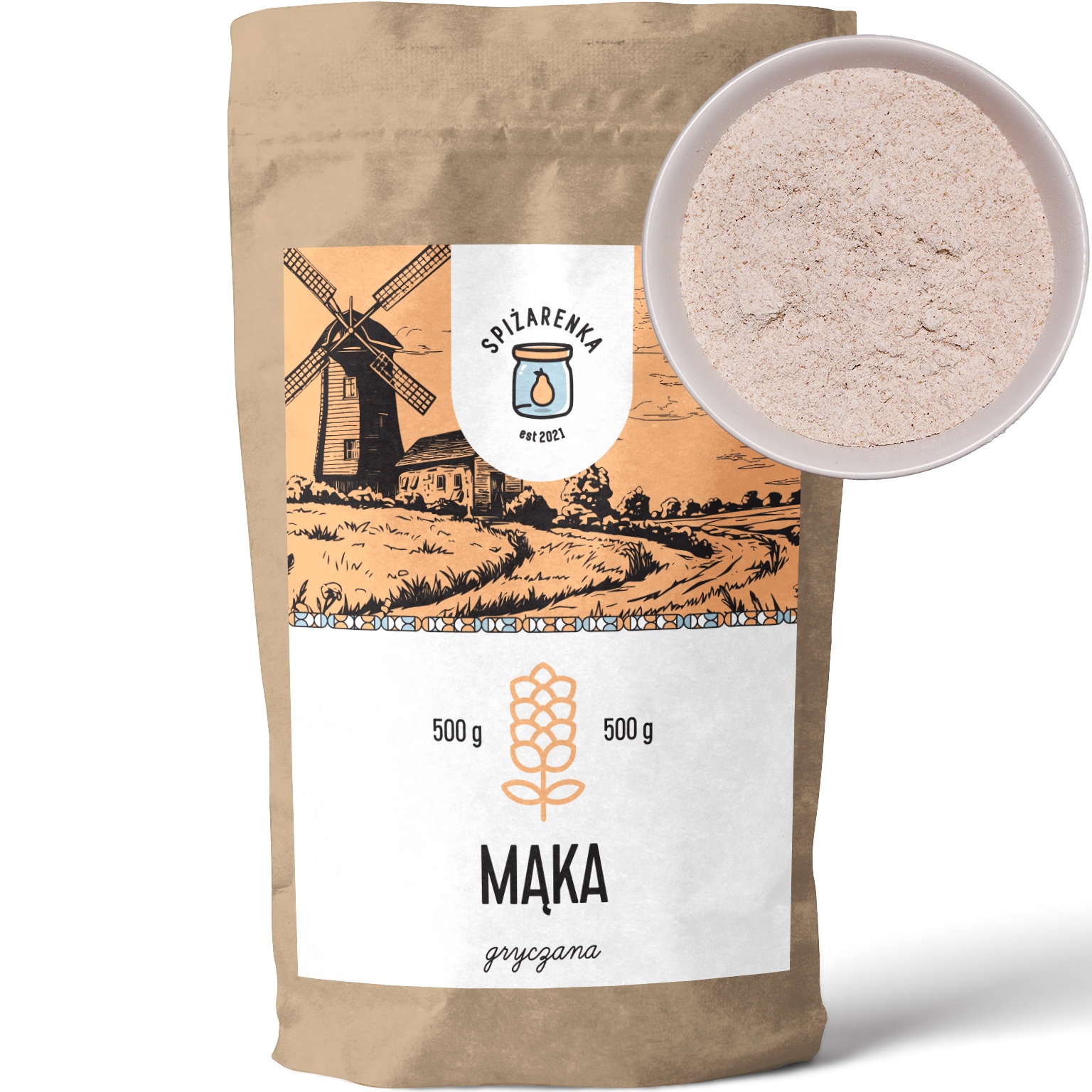 Levně Pohanková Mouka 500g celozrnná Polská pohanka Velký Balíček Spiżarenka