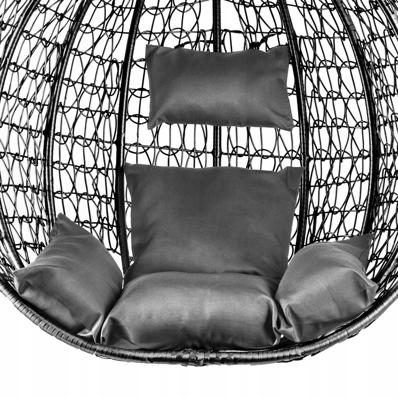 KOSZ KOKON FOTEL WISZĄCY OGRODOWY HUŚTAWKA OUTLET BUJANY CZARNY GRAFIT SZAR Kolor odcienie szarości i srebra