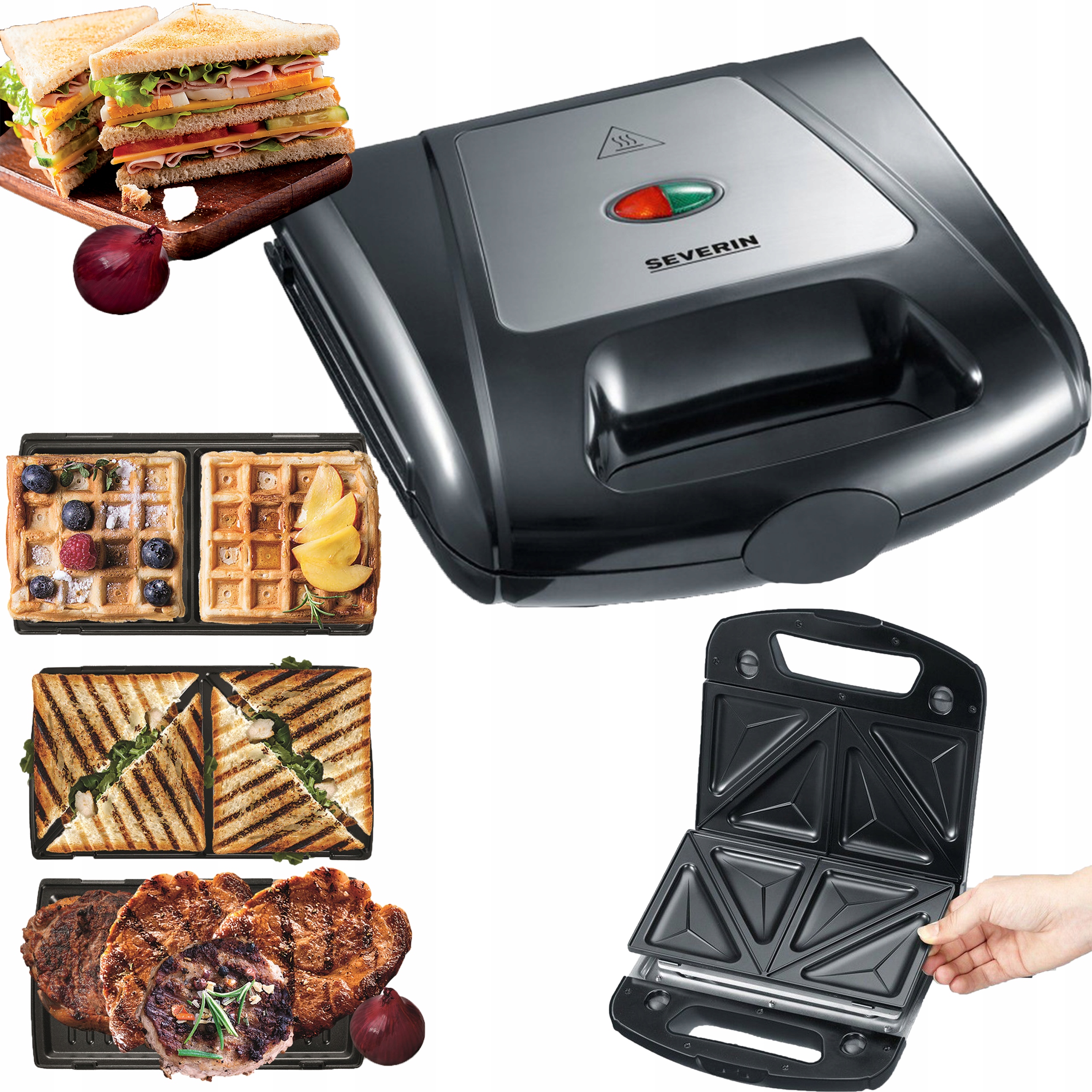 Opiekacz Toster 3W1 Gofrownica Sandwich Severin