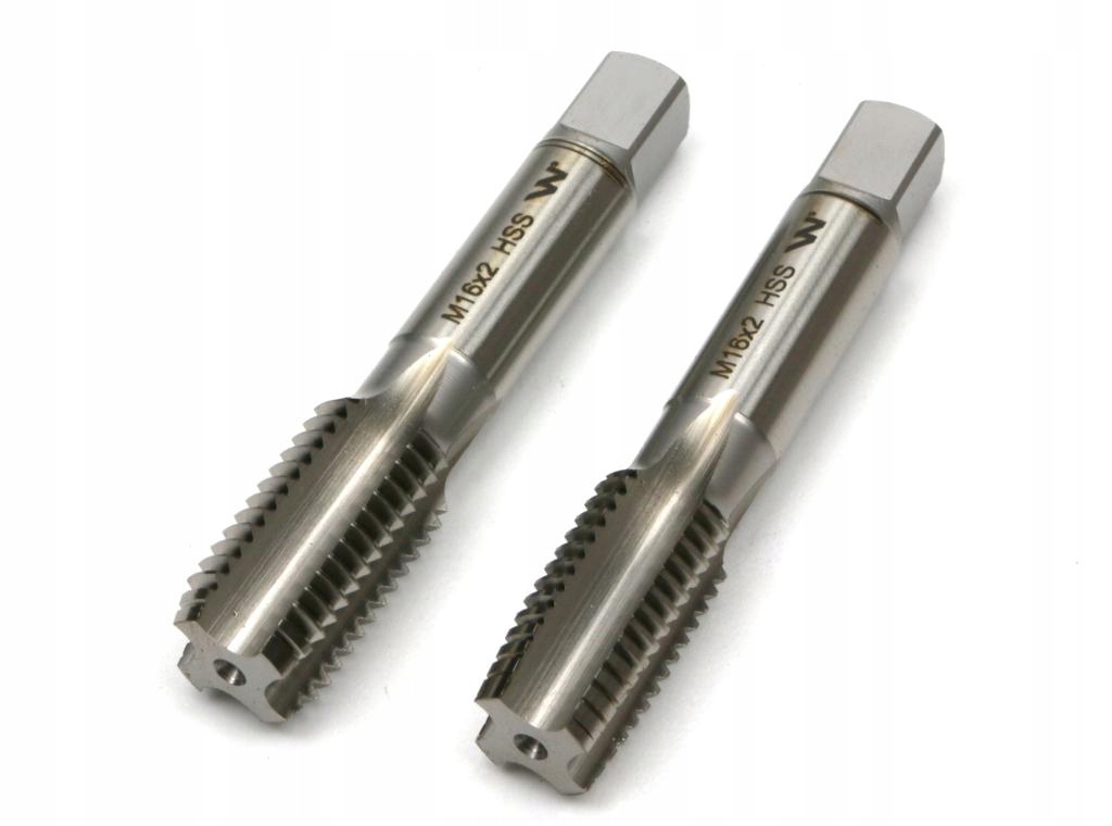 Komplet gwintowników przemysłowych M16x2 dwusztukowy ze stali HSS wstępny.
